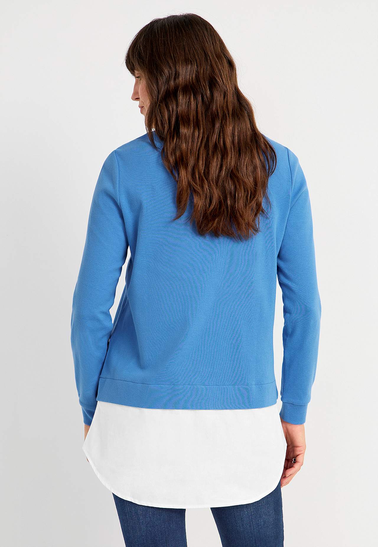 Jersey-Top mit genähtem Hemdkragen