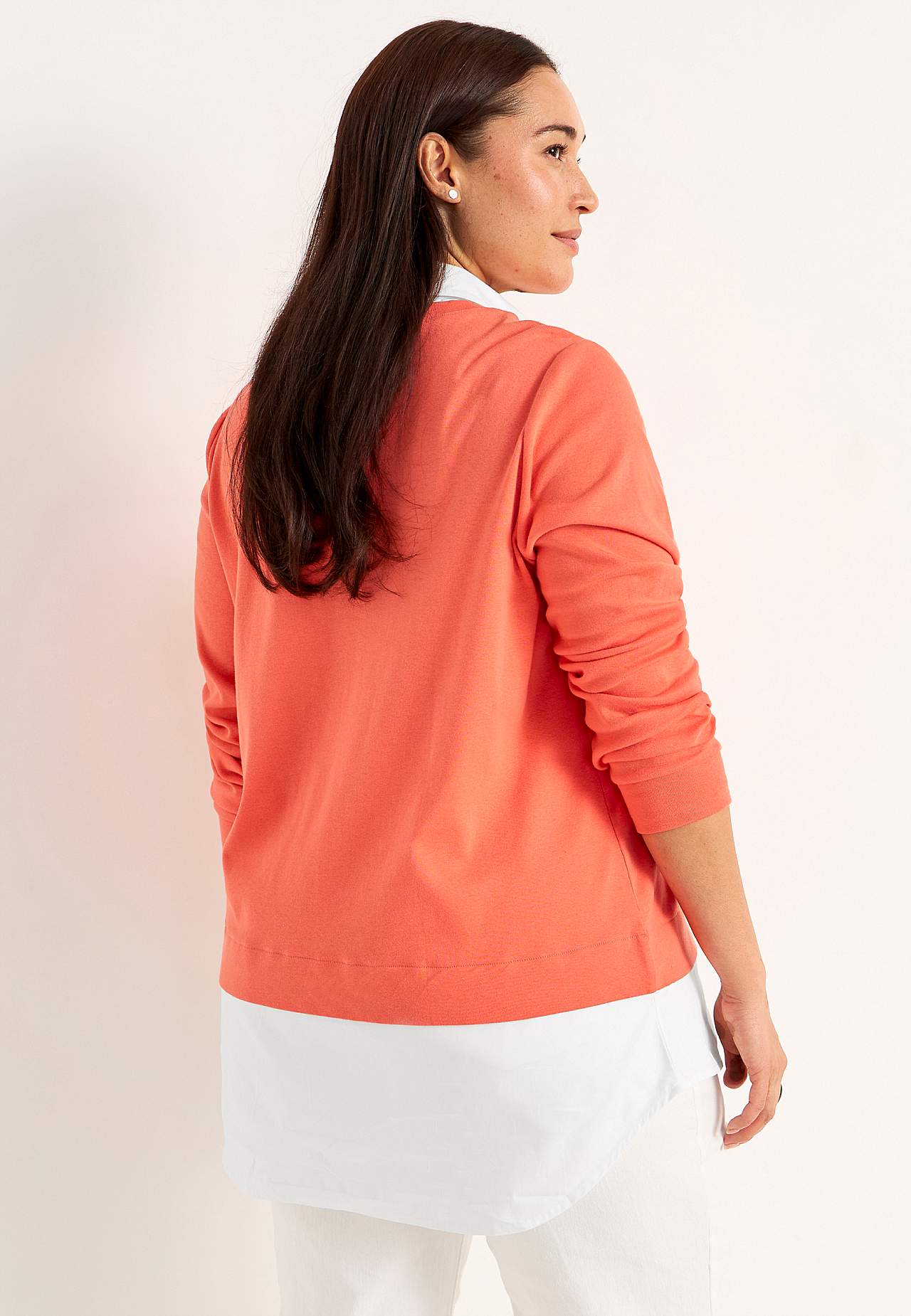 Jersey-Top mit genähtem Hemdkragen