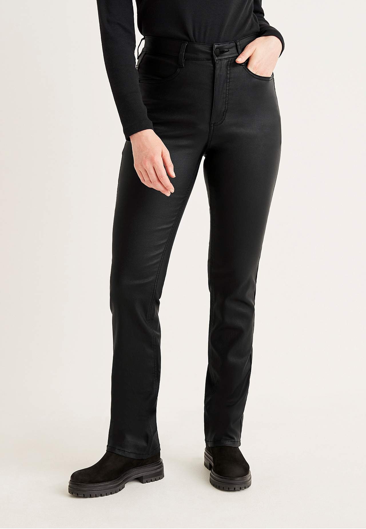 Beschichtete Hose mit geraden Beinen