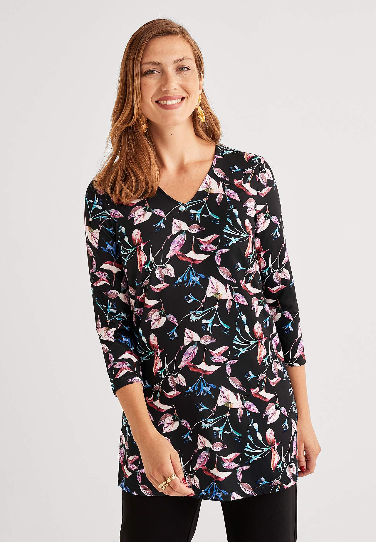 Jersey-Tunika mit Blumenmuster Nelly