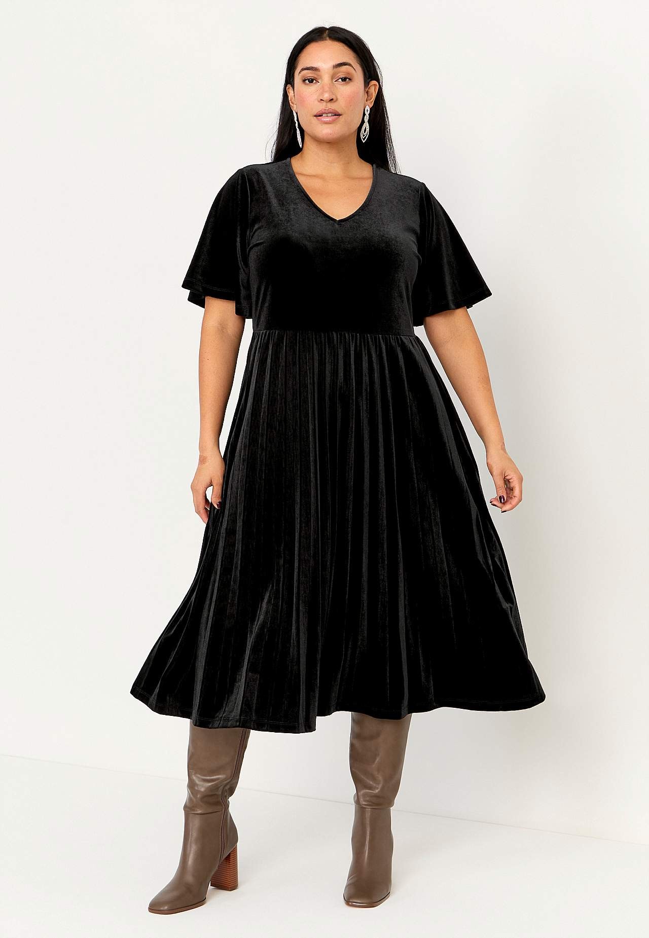 Plissiertes Samtkleid