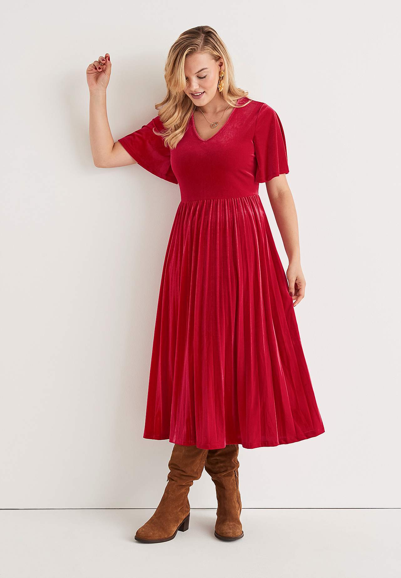Plissiertes Samtkleid