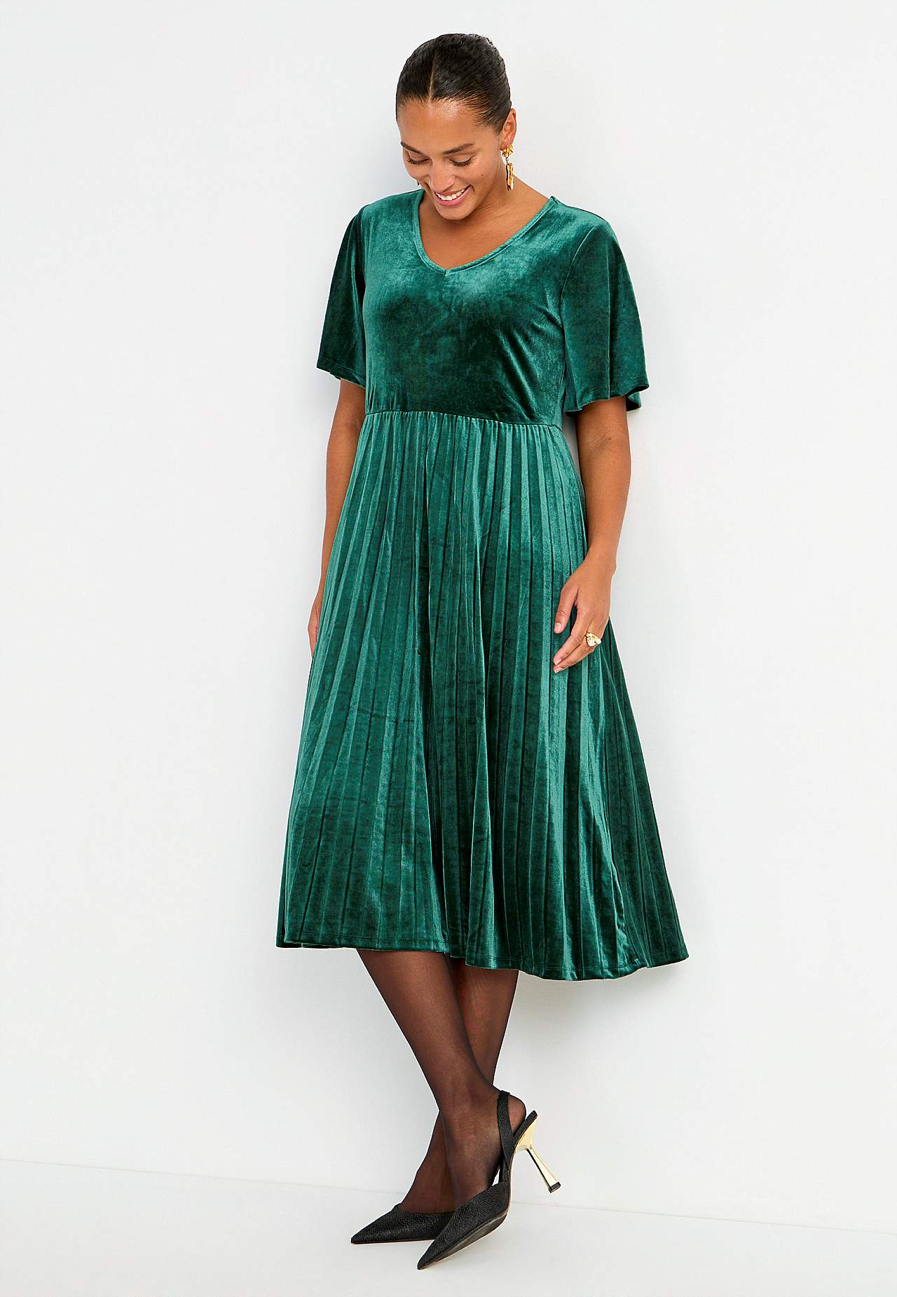 Plissiertes Samtkleid