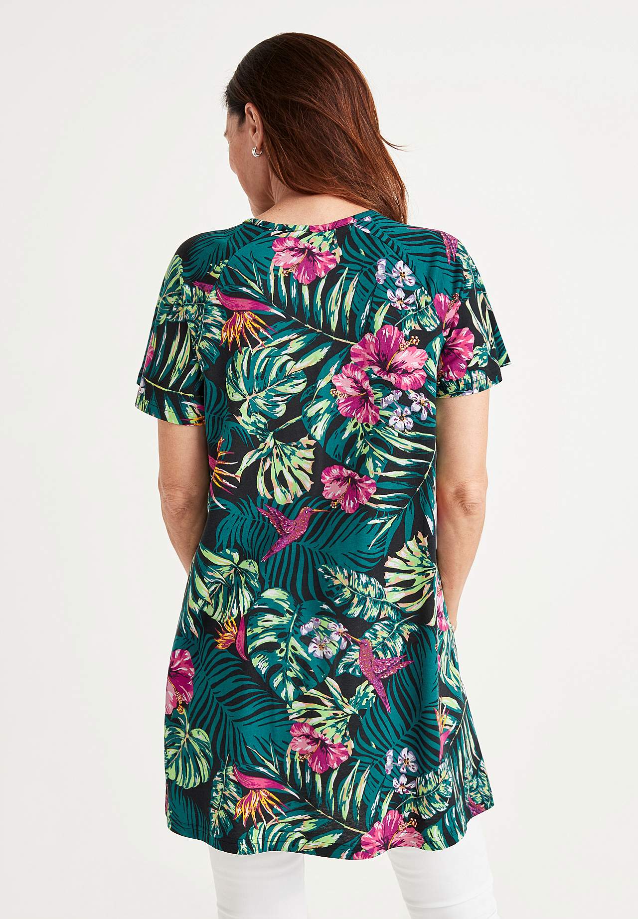 Jersey-Tunika mit einem Blumen-Muster