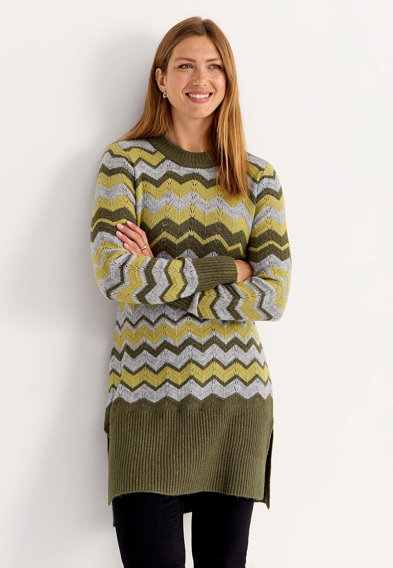 Gestrickter Pullover mit Zick-Zack-Muster