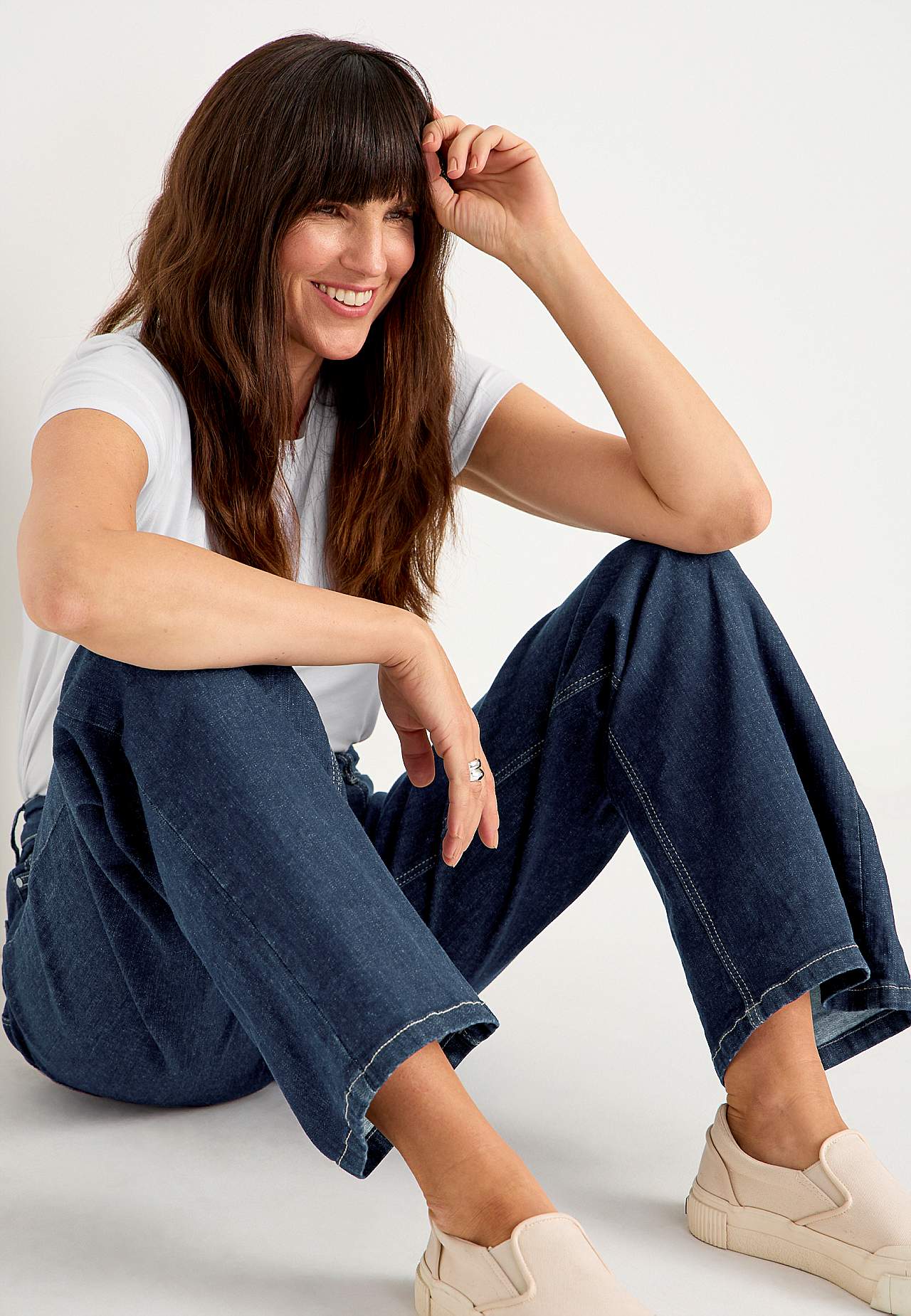 Breite Jeans mit hoher Taille