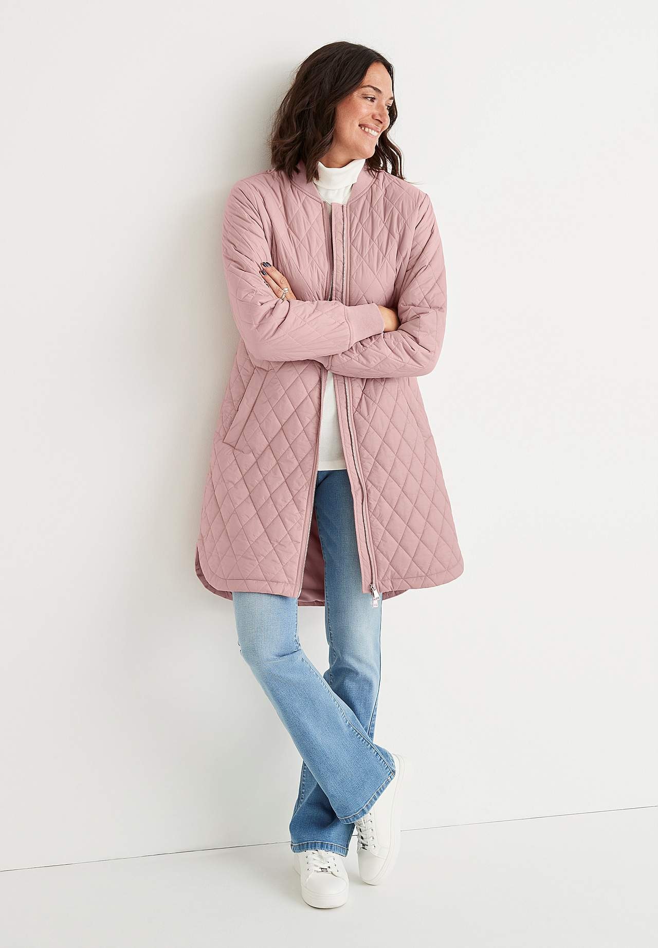 Lange, gesteppte Jacke
