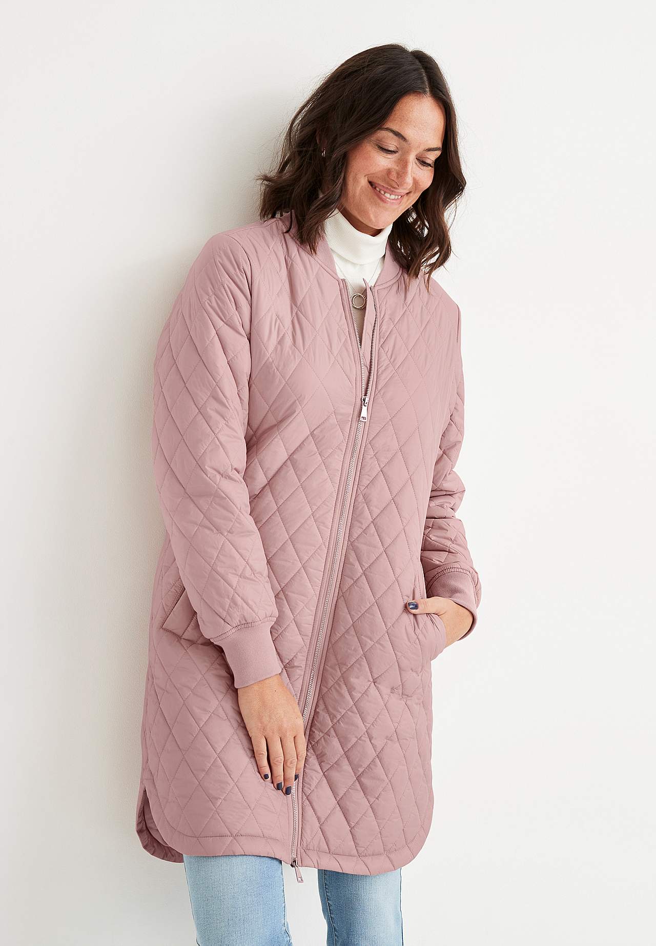 Lange, gesteppte Jacke