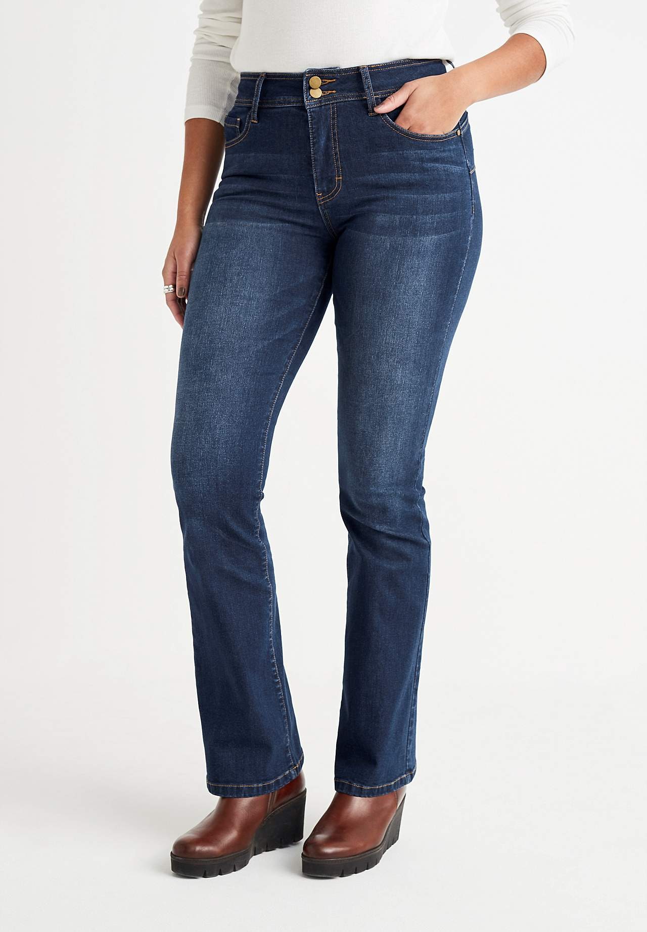 Superstretch figurformende Jeans mit Bootcut-Schnitt