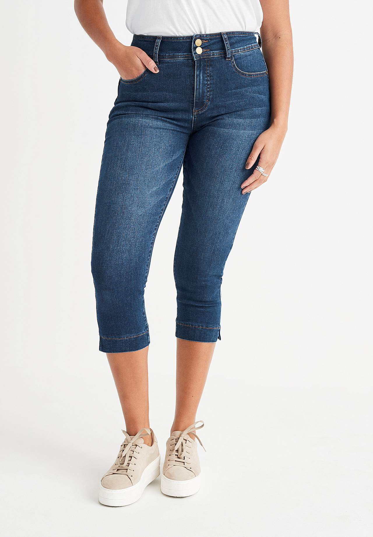Elastische Cropped Jeans mit modellierendem Effekt
