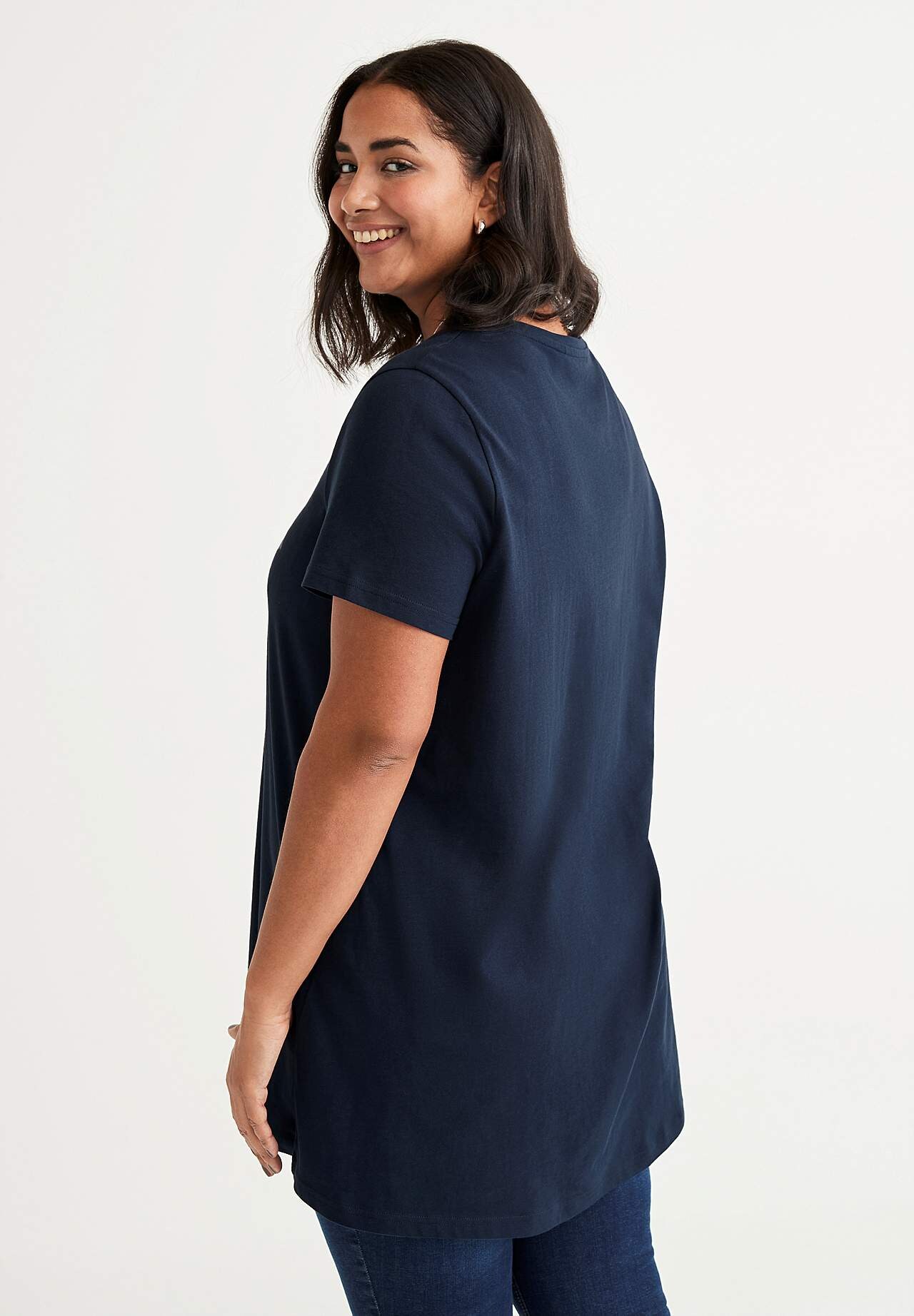 Kurzärmlige Jersey-Tunika mit Druck