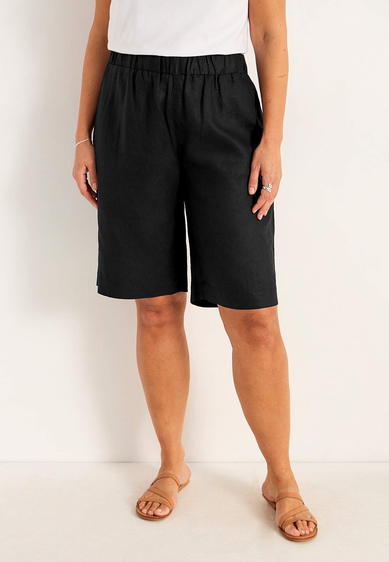 Leinenshorts Premium mit Gummiband in der Taille