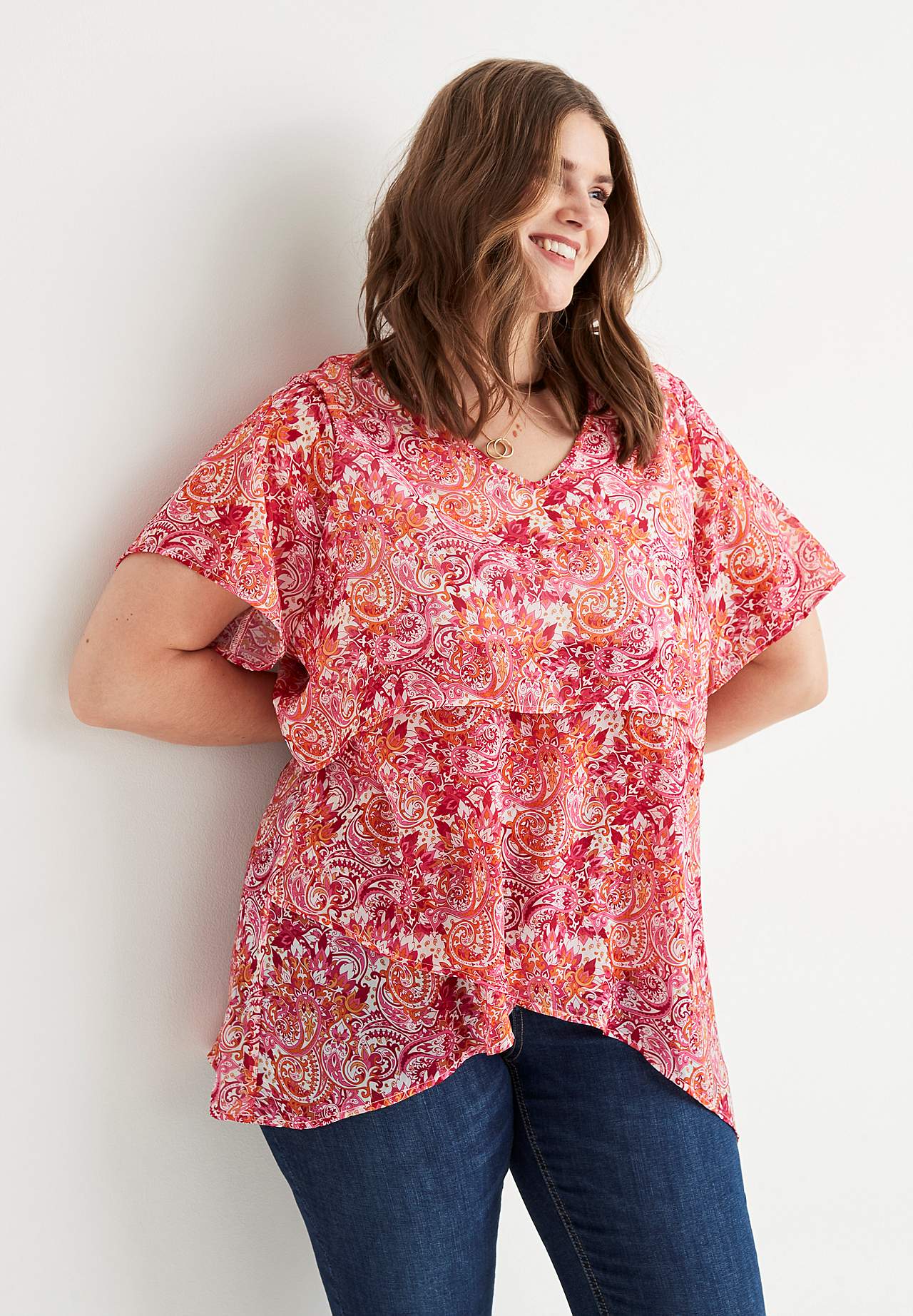 Chiffon-Tunika mit einem Paisley-Muster