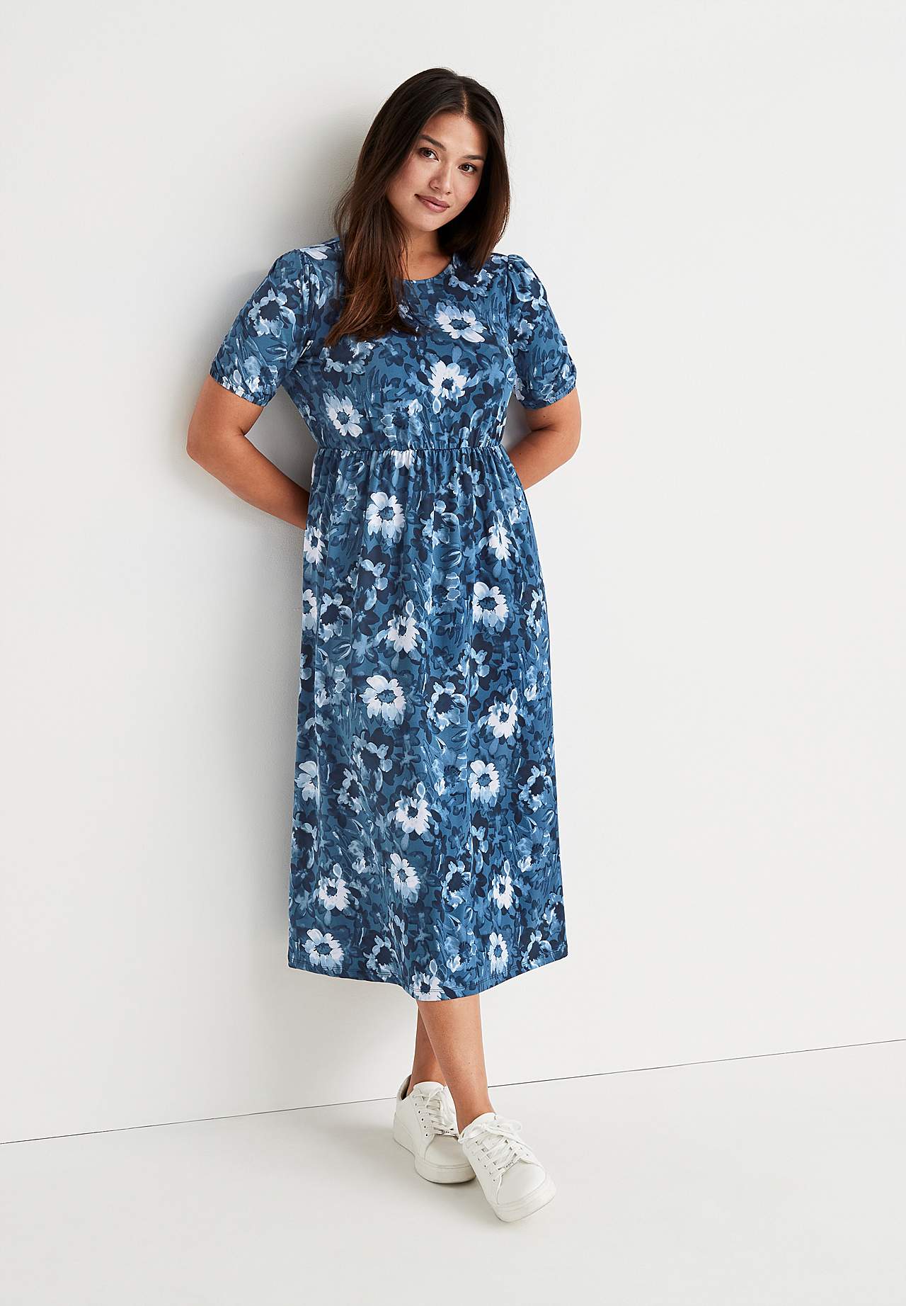 Gemustertes Midikleid aus anschmiegsamem Jersey