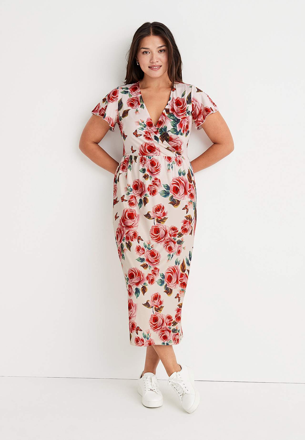 Gemustertes Maxikleid mit Schneidnaht in der Taille