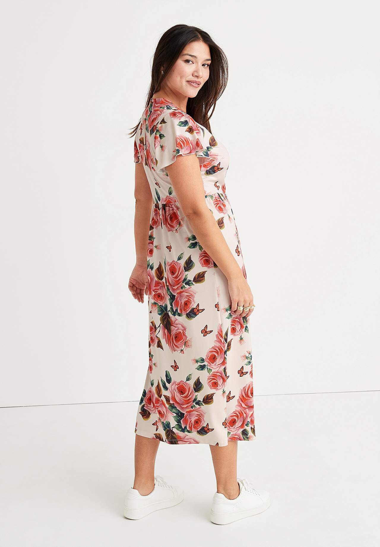 Gemustertes Maxikleid mit Schneidnaht in der Taille