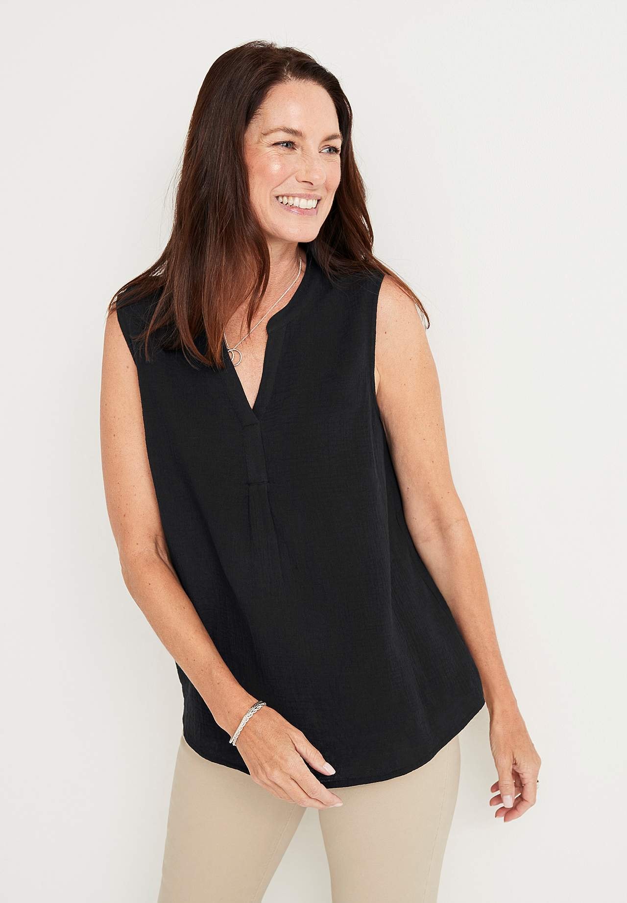 Ärmellose, zerknitterte Bluse Patricia