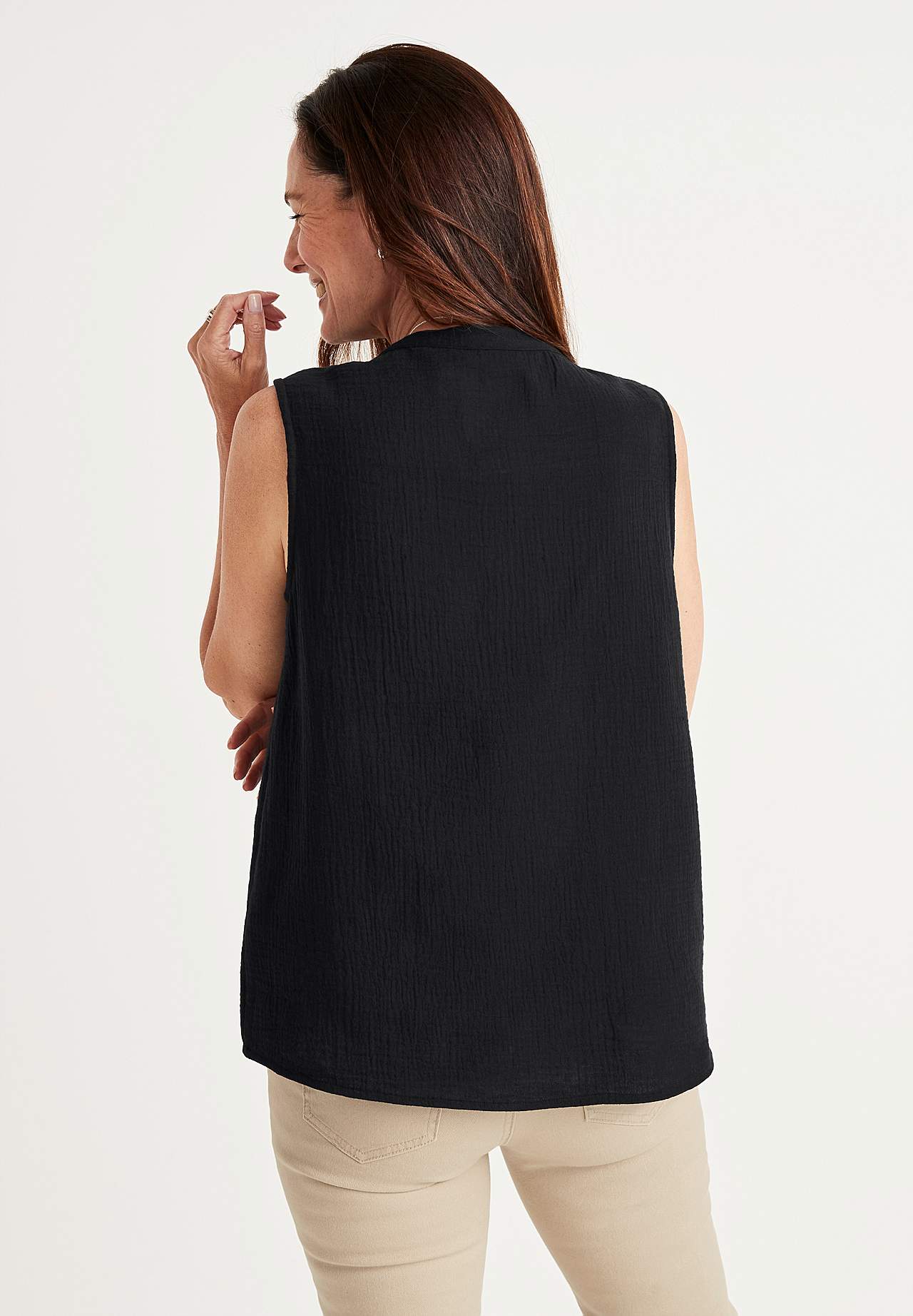 Ärmellose, zerknitterte Bluse Patricia