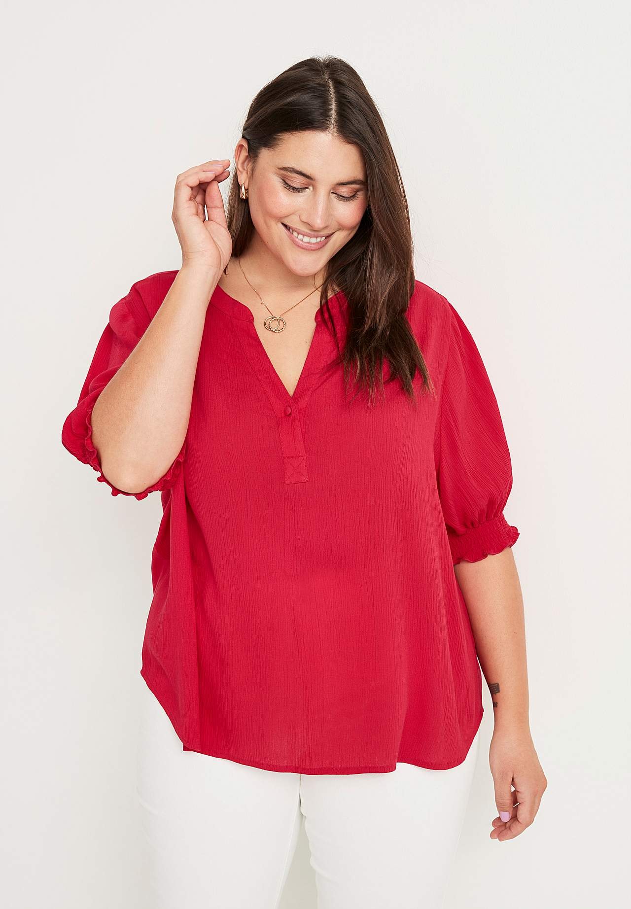 Bluse aus Krepp mit Smokarbeit Mia