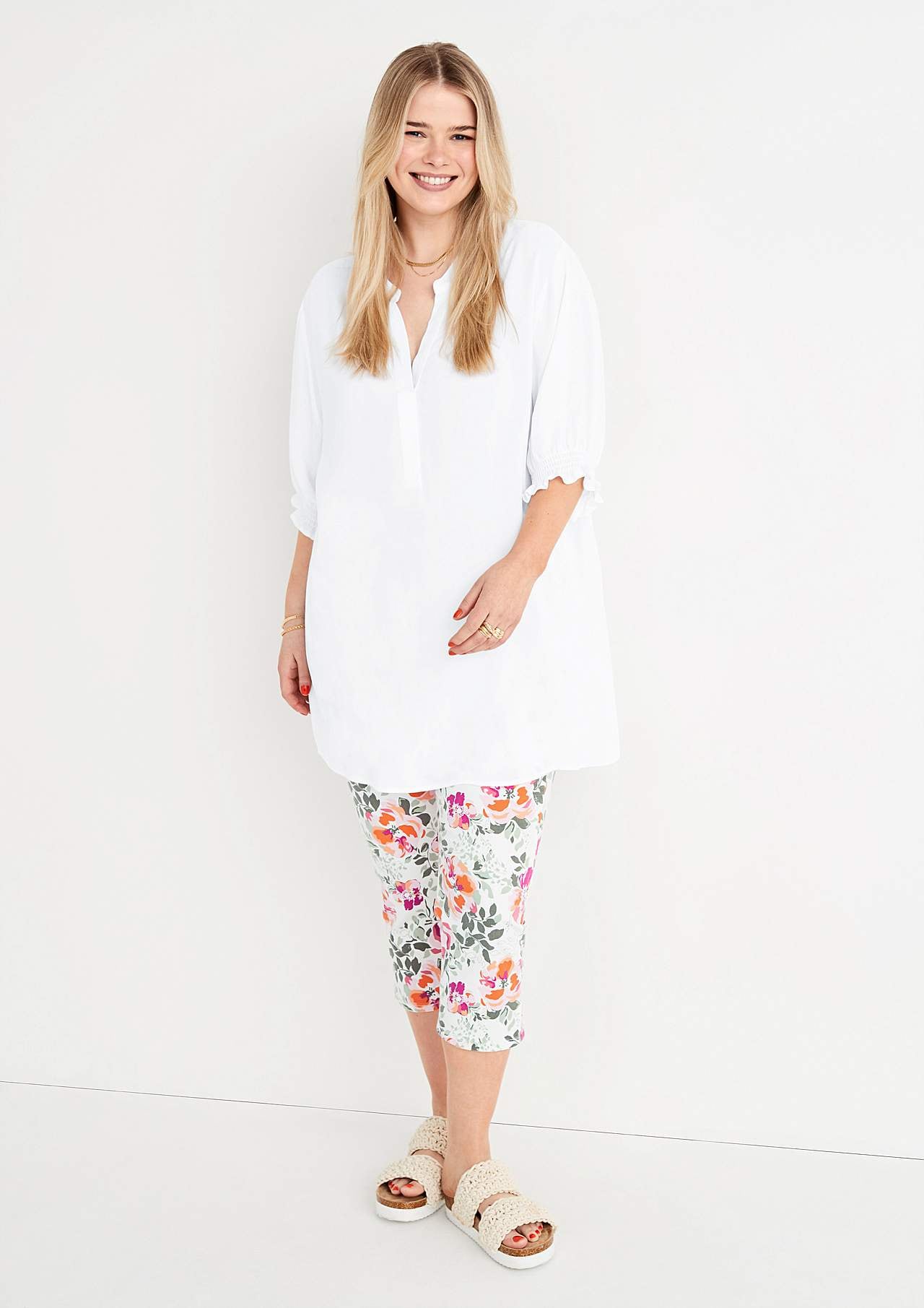 Caprihose mit einem Blumen-Muster