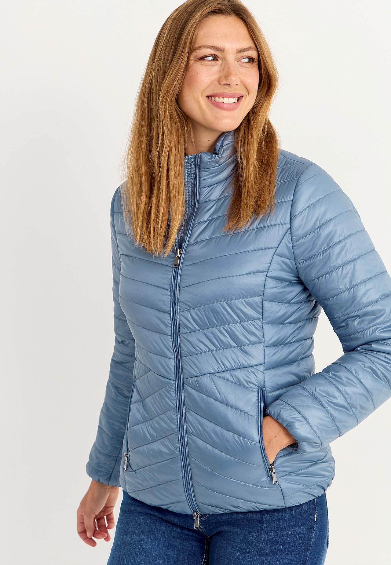 Schimmernde leichte Pufferjacke