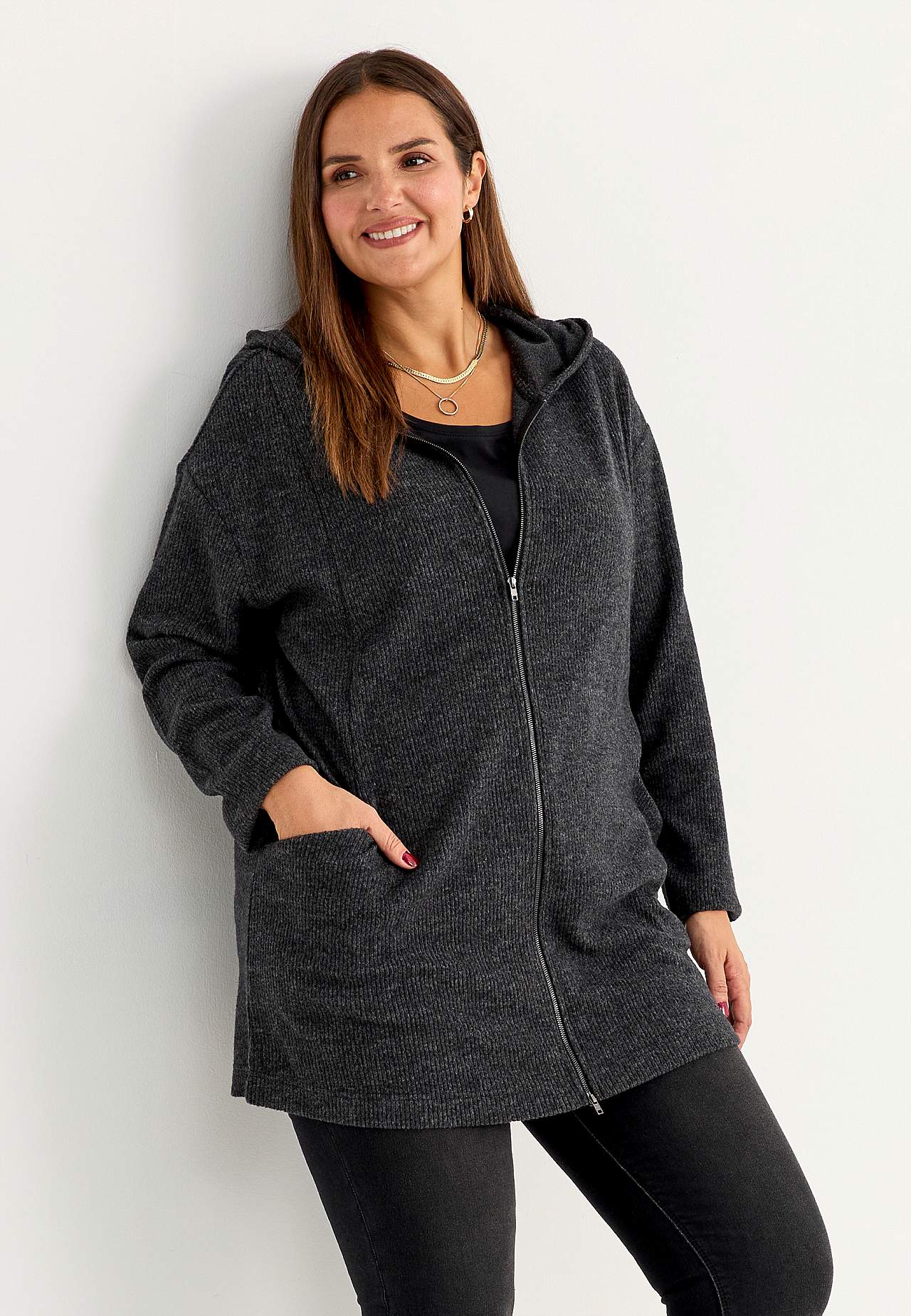 Super weicher langer Cardigan mit Taschen