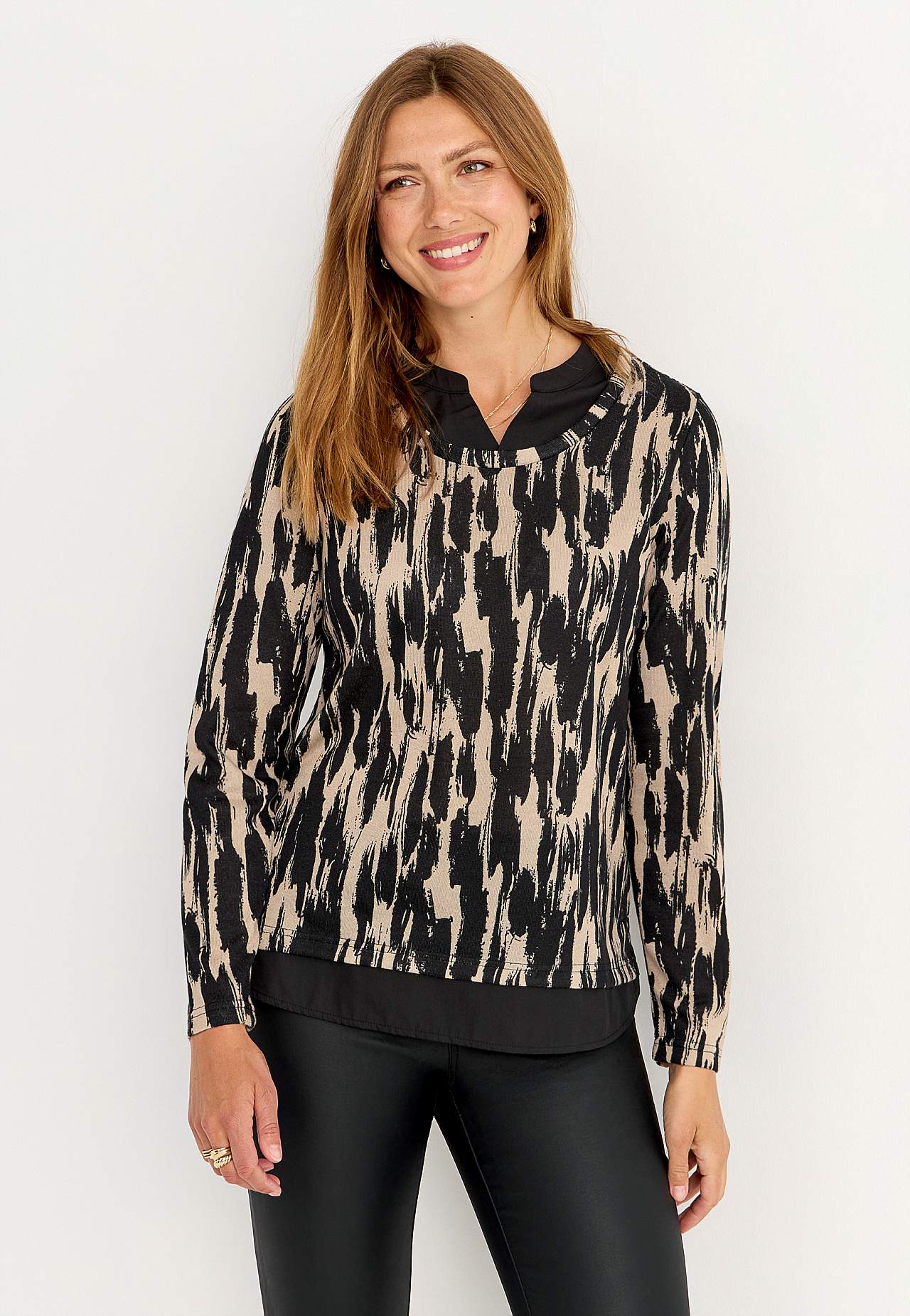 Gemustertes, 2 in 1 Jersey-Top