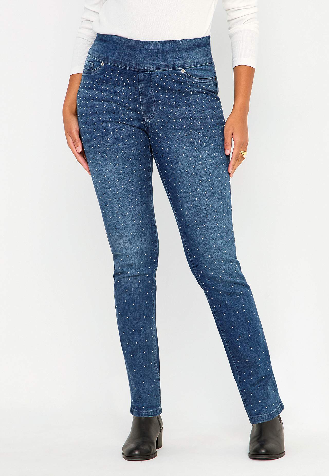 Elastische Jeggings mit Strass-Details