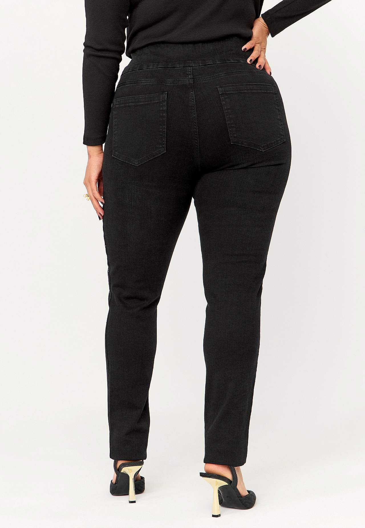Elastische Jeggings mit Strass-Details
