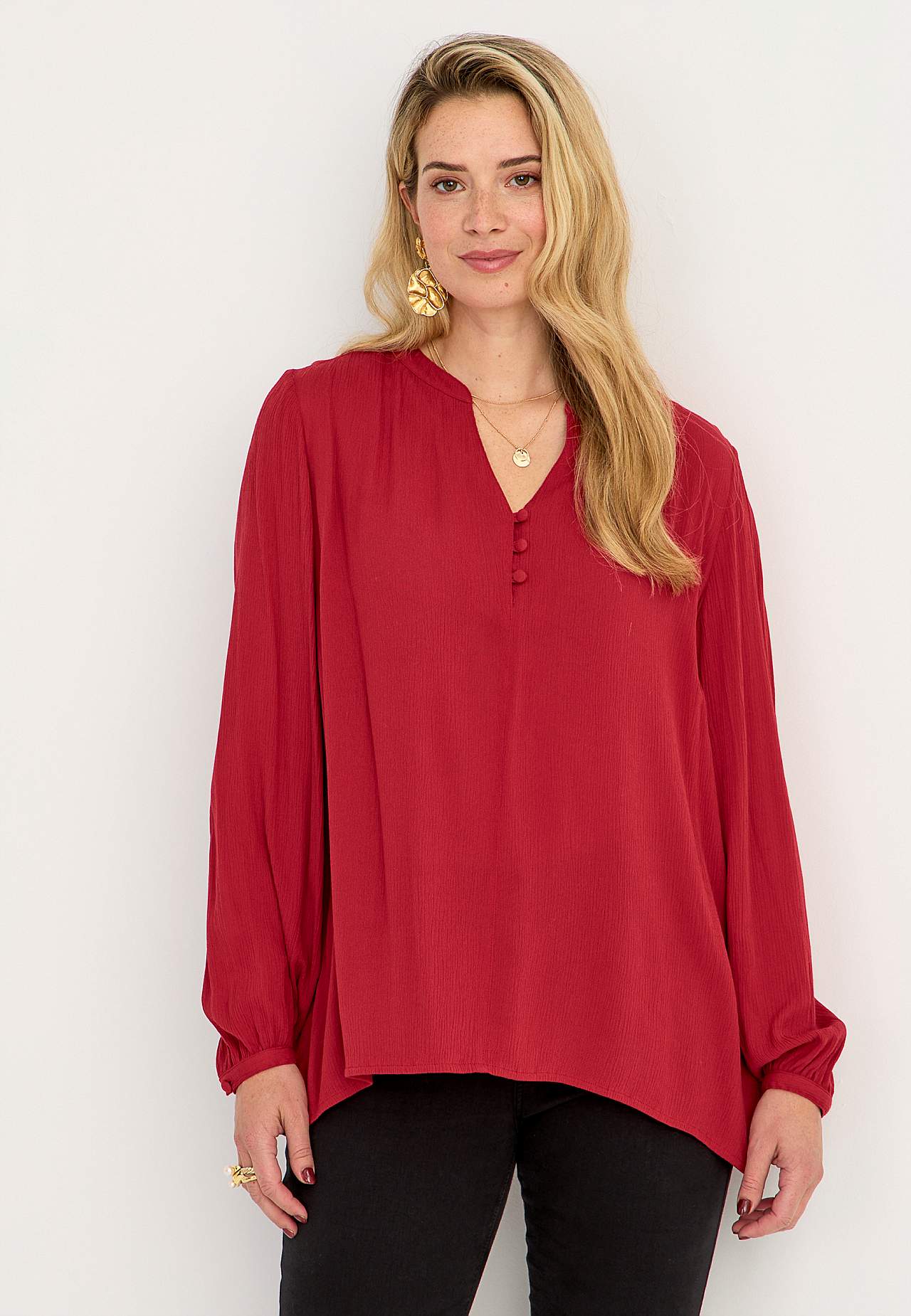 Bluse aus Krepp mit Knöpfen Greta