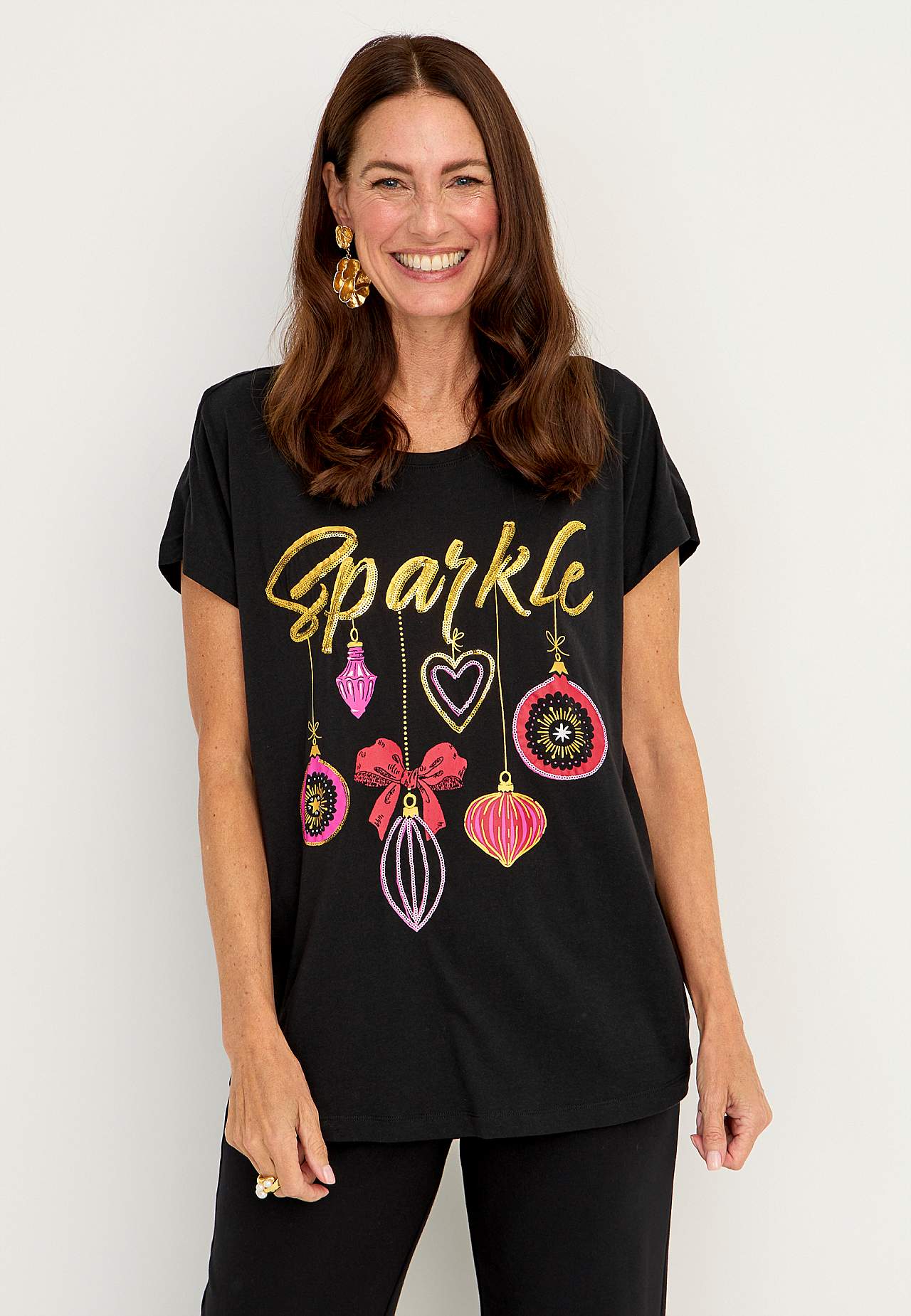 Jersey-Top mit Pailletten Anna