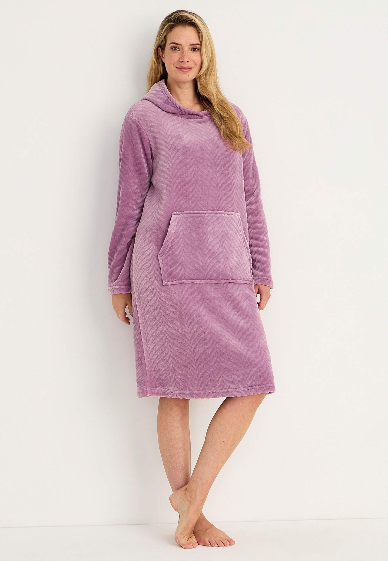 Morgenrock aus gemustertem Fleece