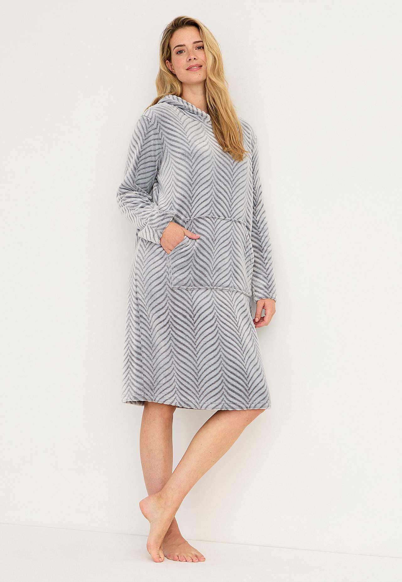 Morgenrock aus gemustertem Fleece Lotta