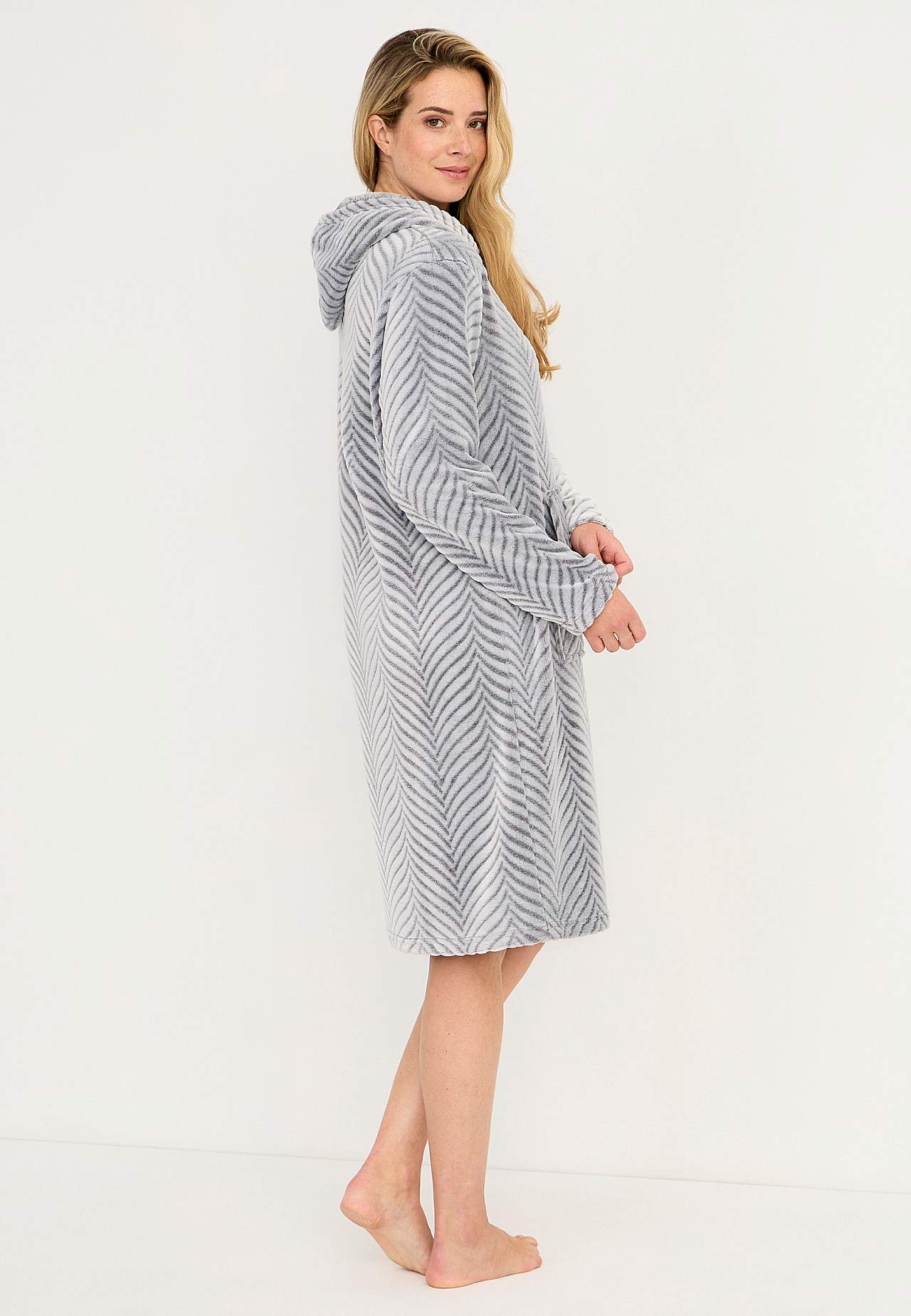 Morgenrock aus gemustertem Fleece Lotta