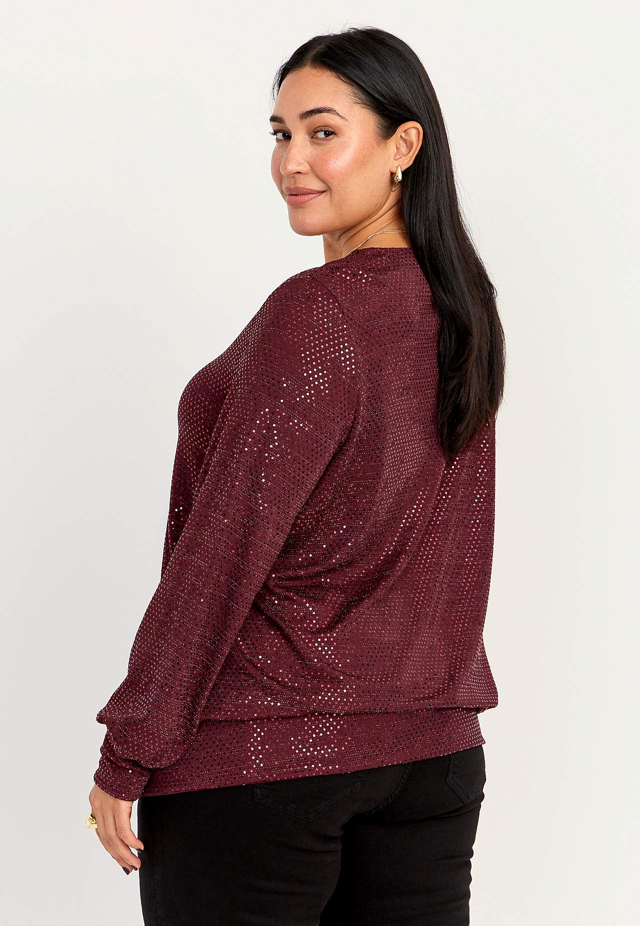 Jersey-Top mit Pailletten