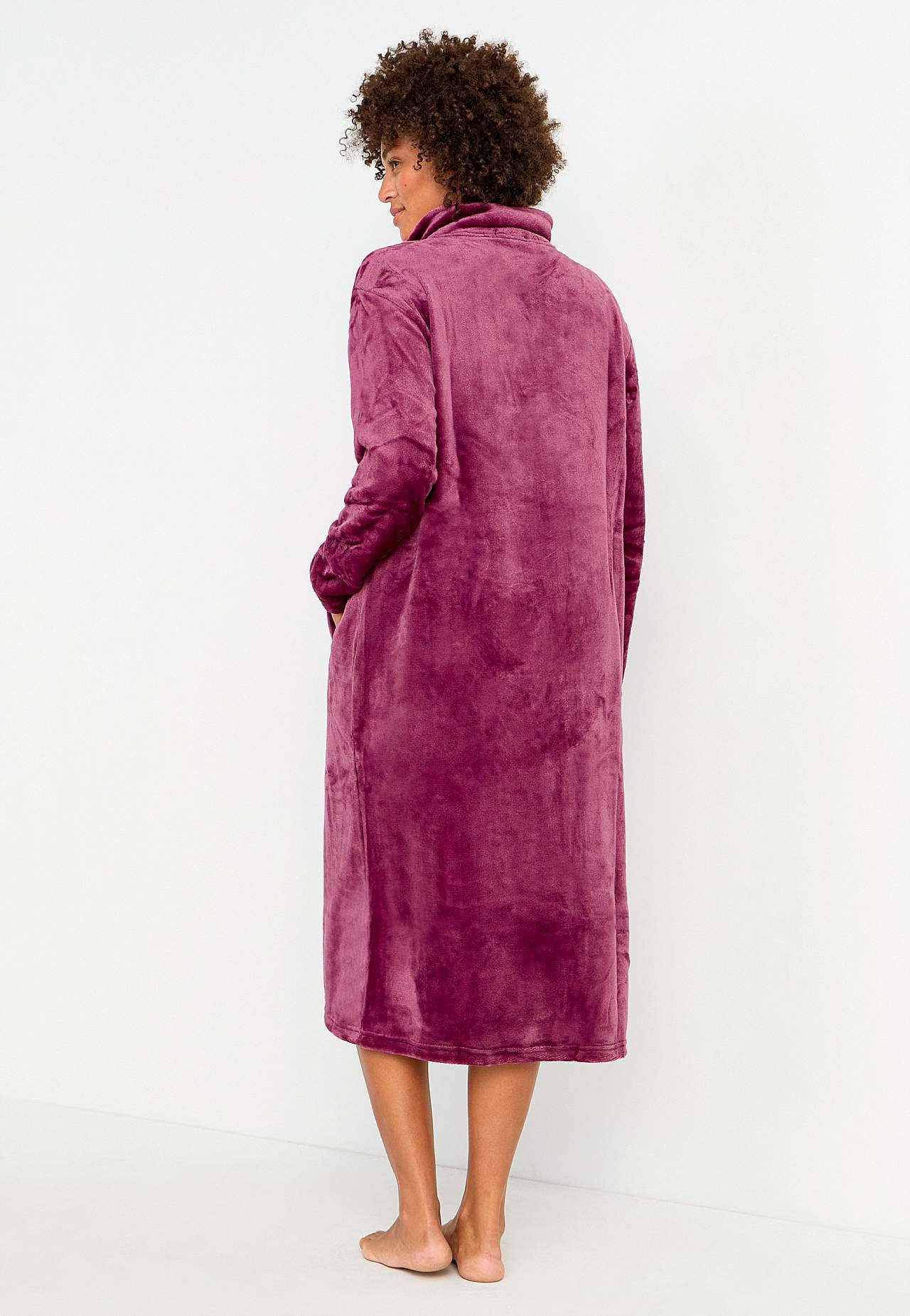 Morgenrock aus Fleece mit Seitentaschen