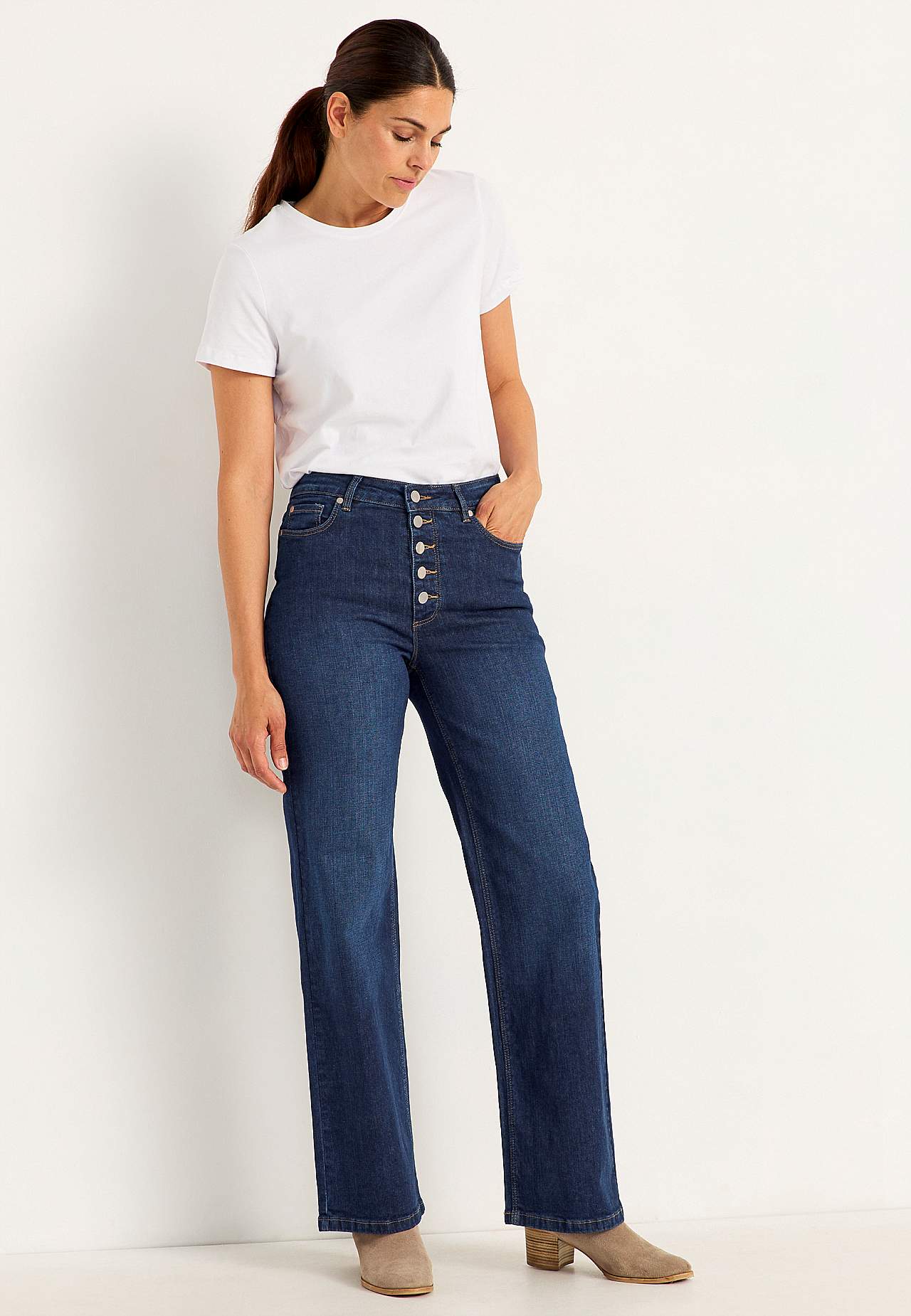 Stretch-Jeans mit hoher Taille
