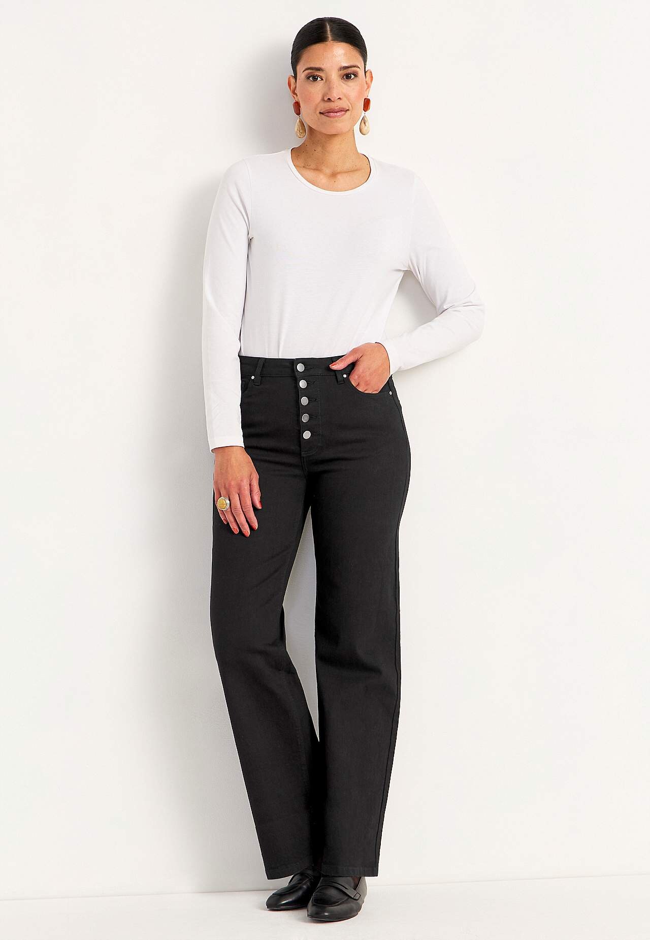 Stretch-Jeans mit hoher Taille