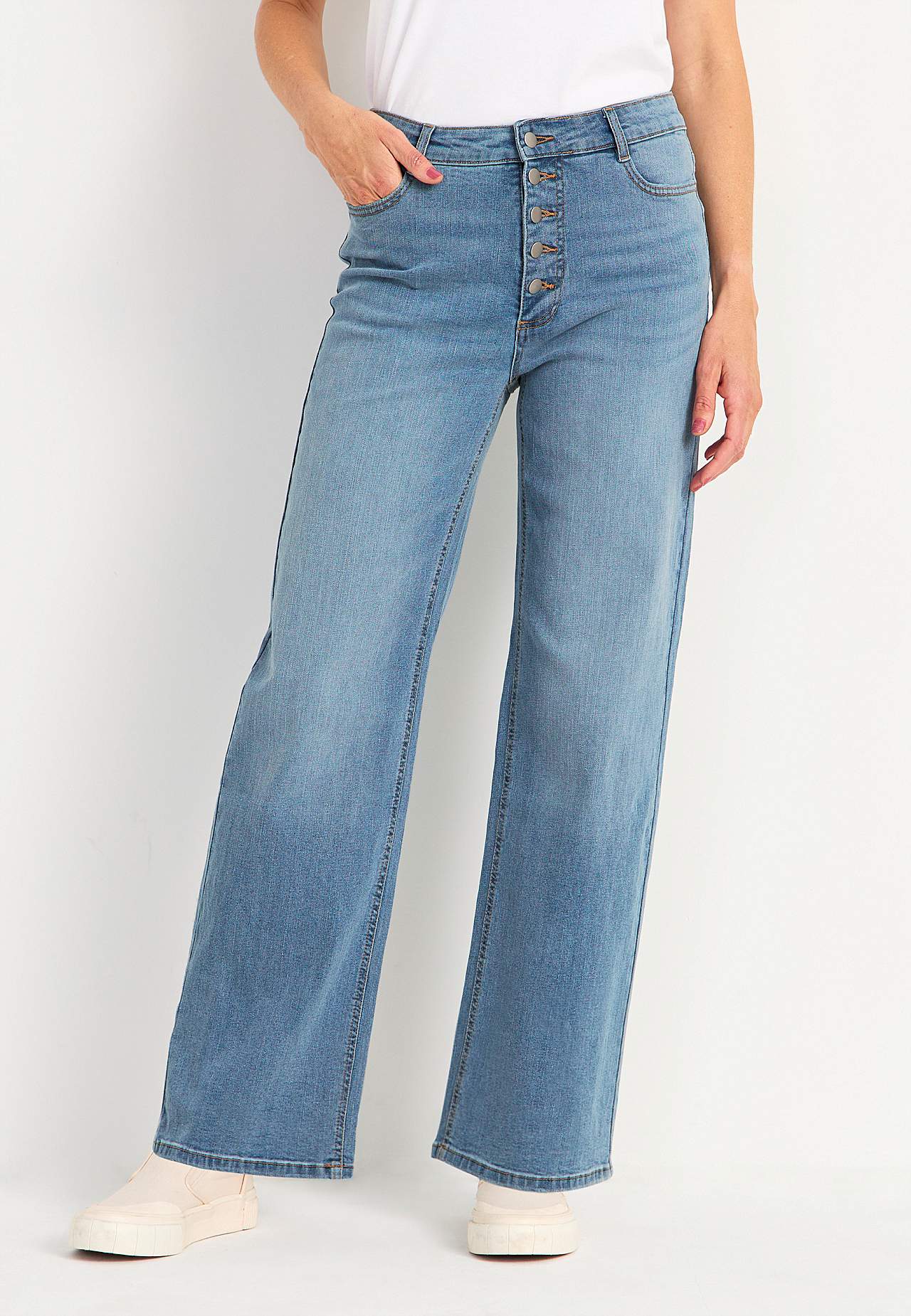 Stretch-Jeans mit hoher Taille