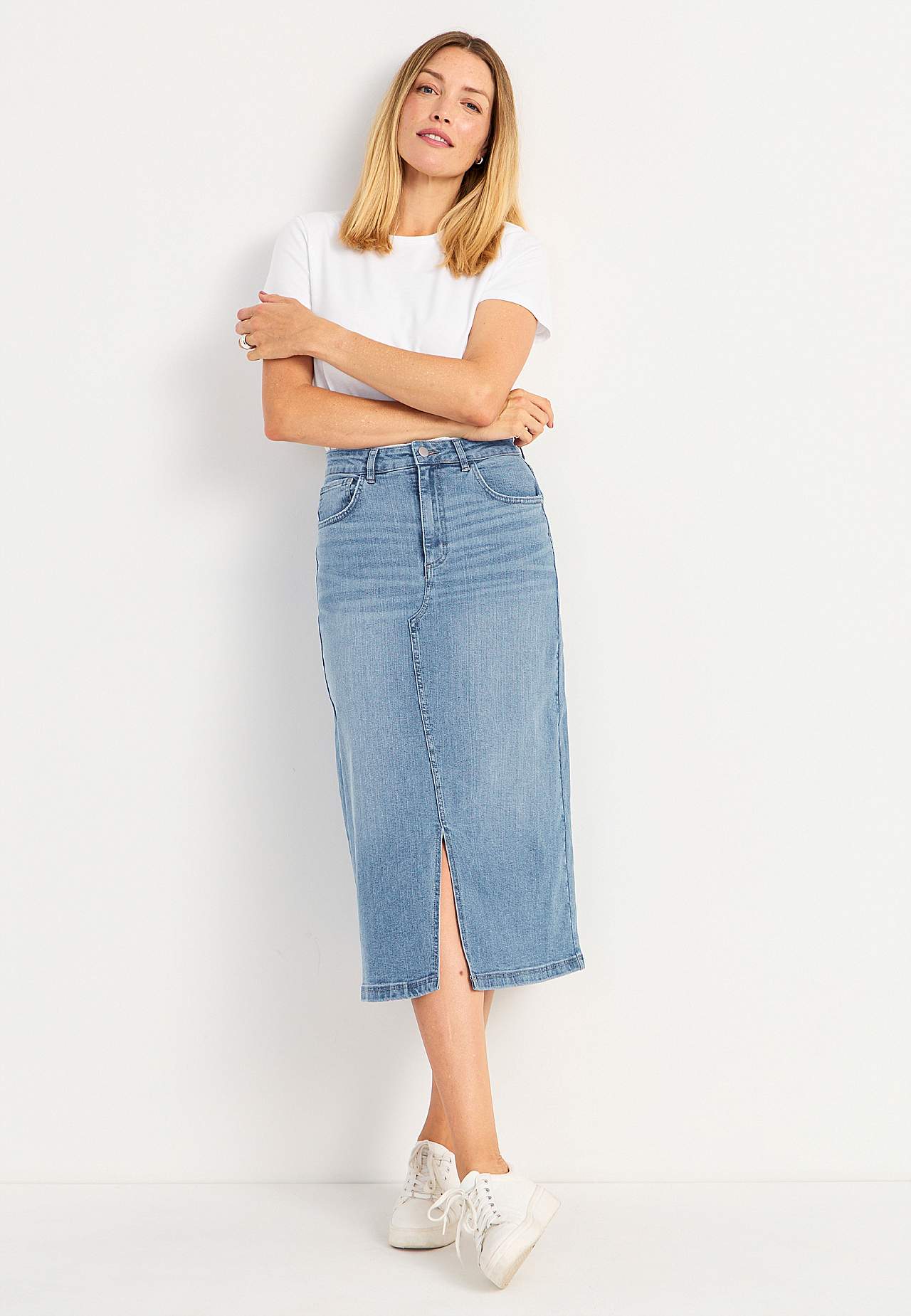 Jeansrock mit Schlitz vorne