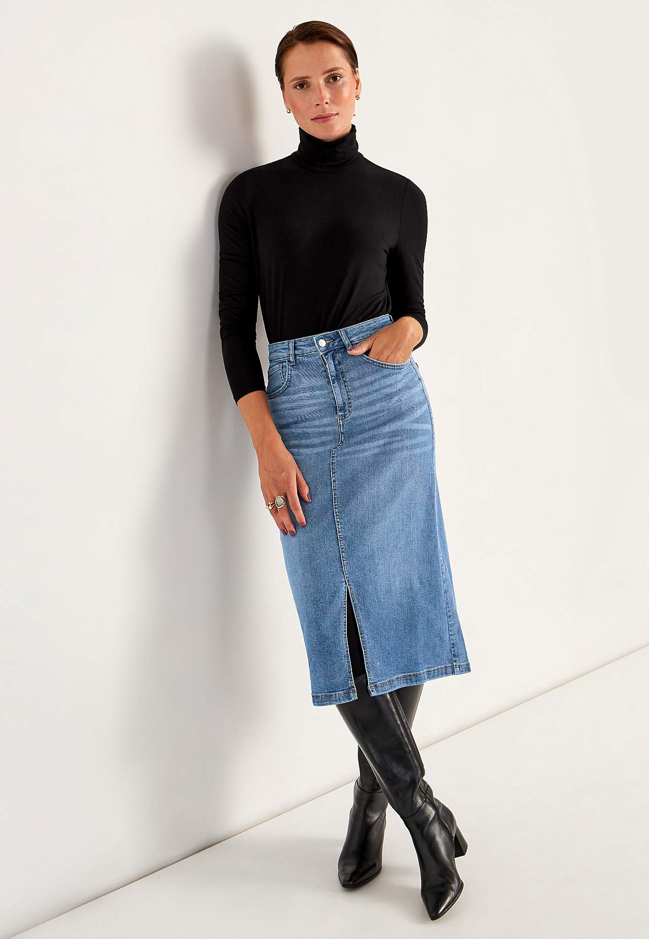 Jeansrock mit Schlitz vorne