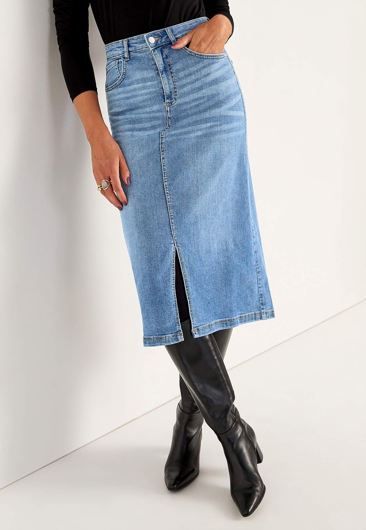 Jeansrock mit Schlitz vorne