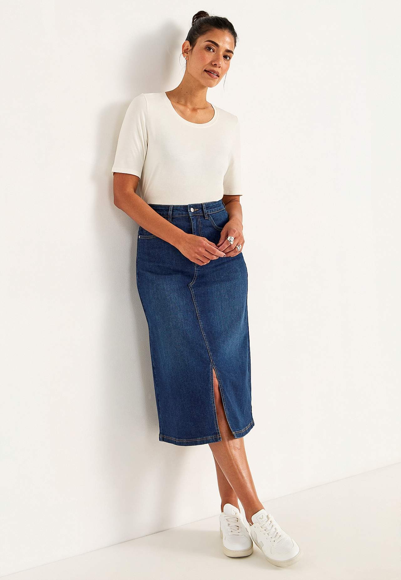 Jeansrock mit Schlitz vorne