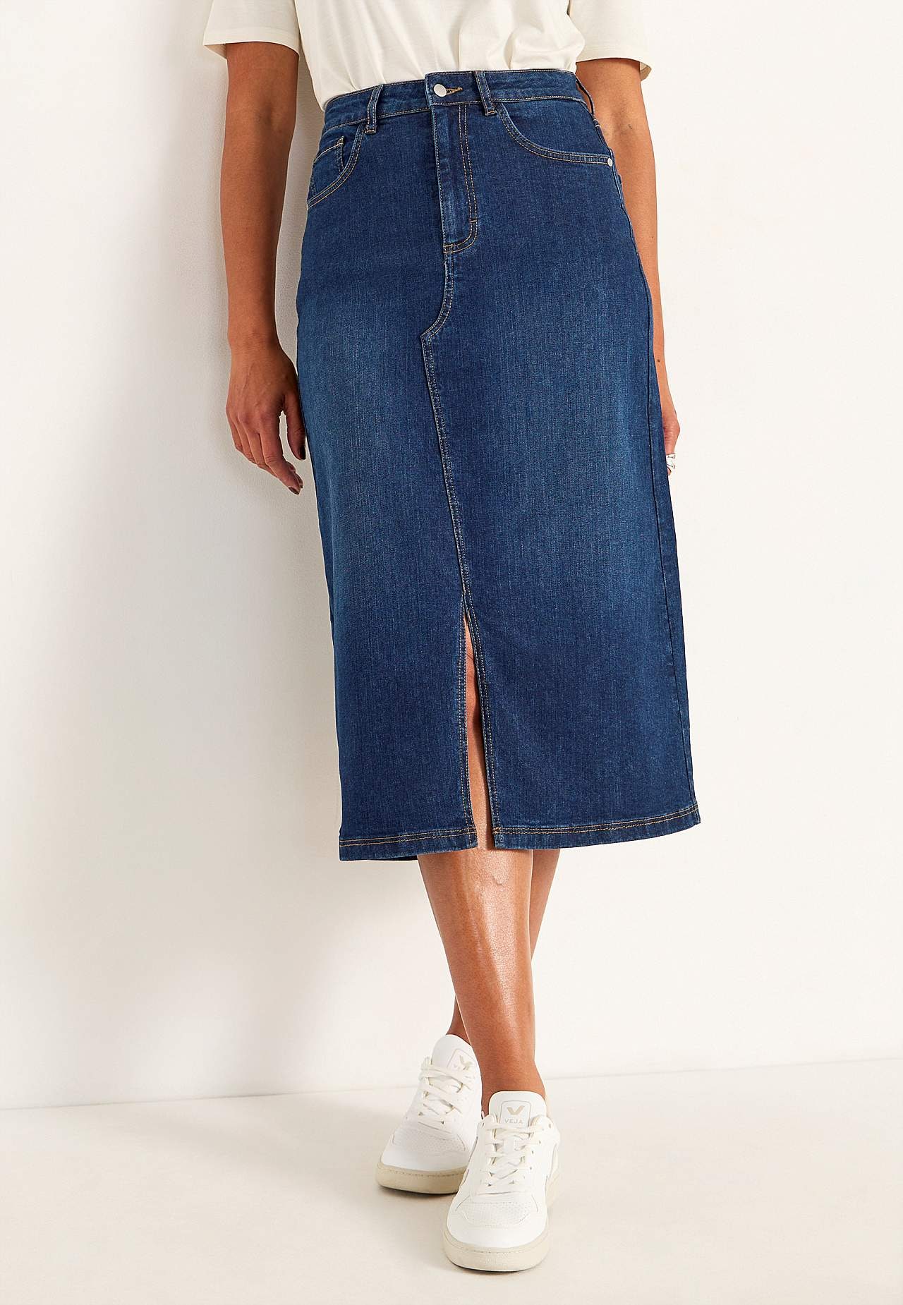 Jeansrock mit Schlitz vorne
