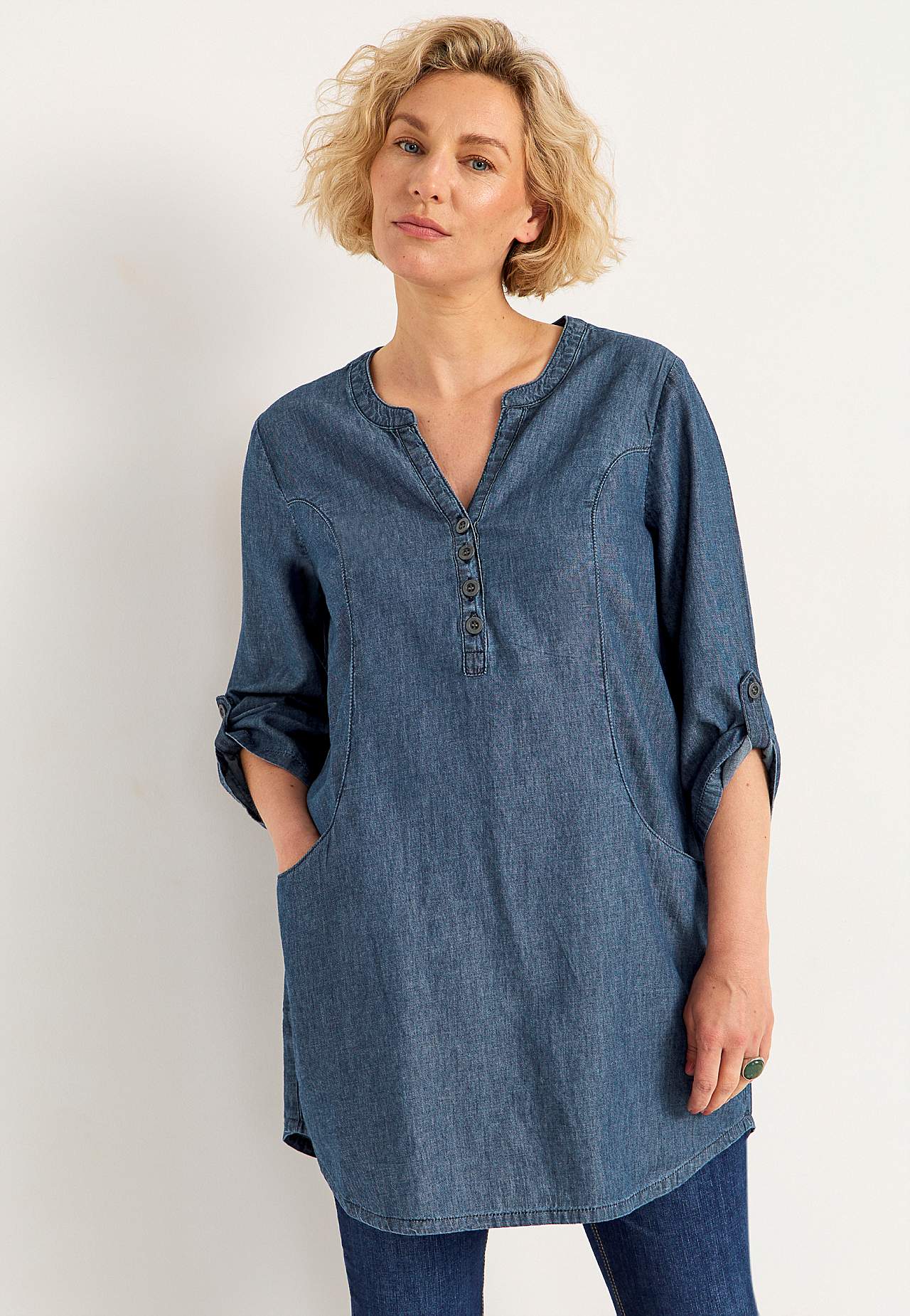 Denim-Tunika mit Taschen