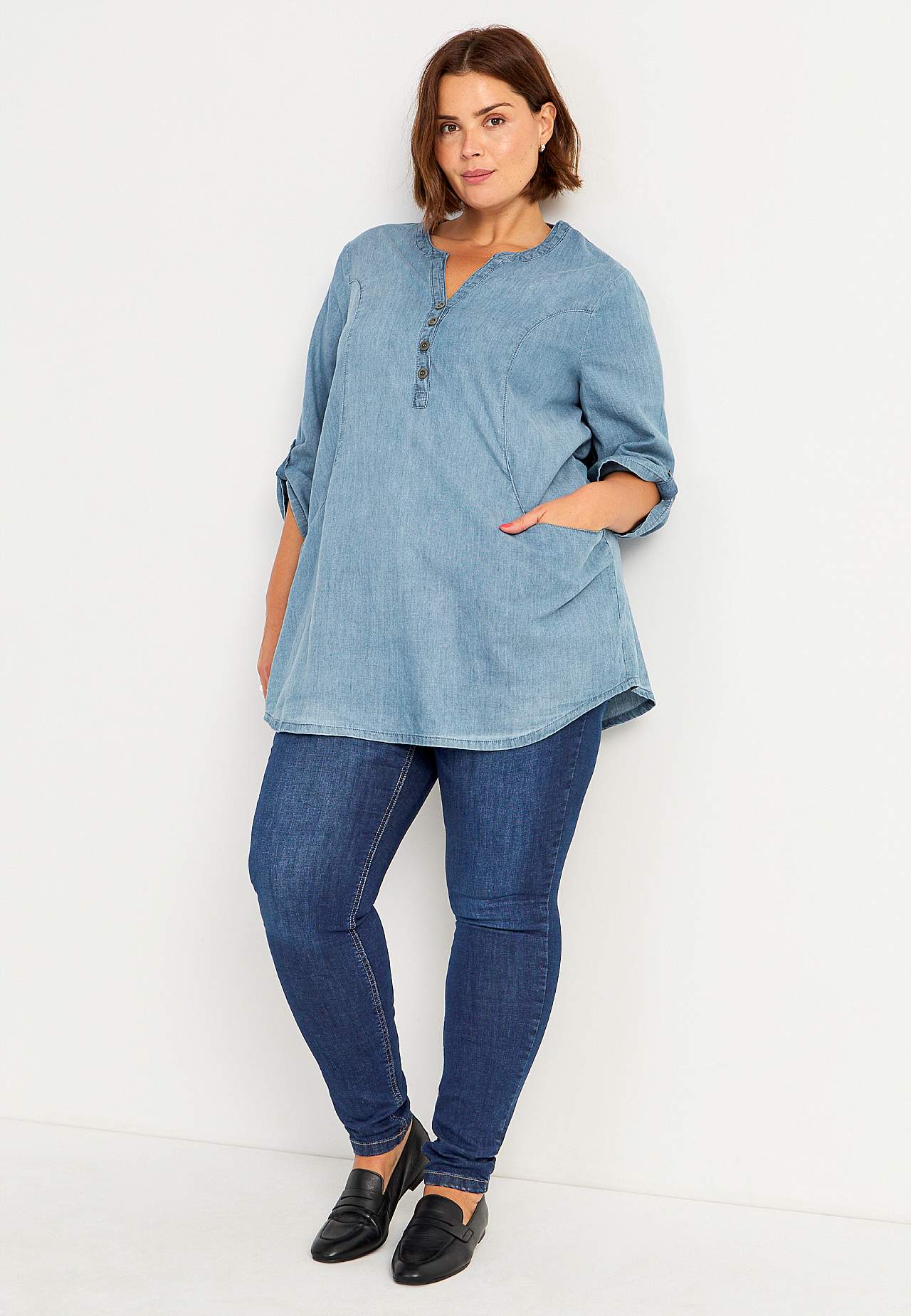 Denim-Tunika mit Taschen