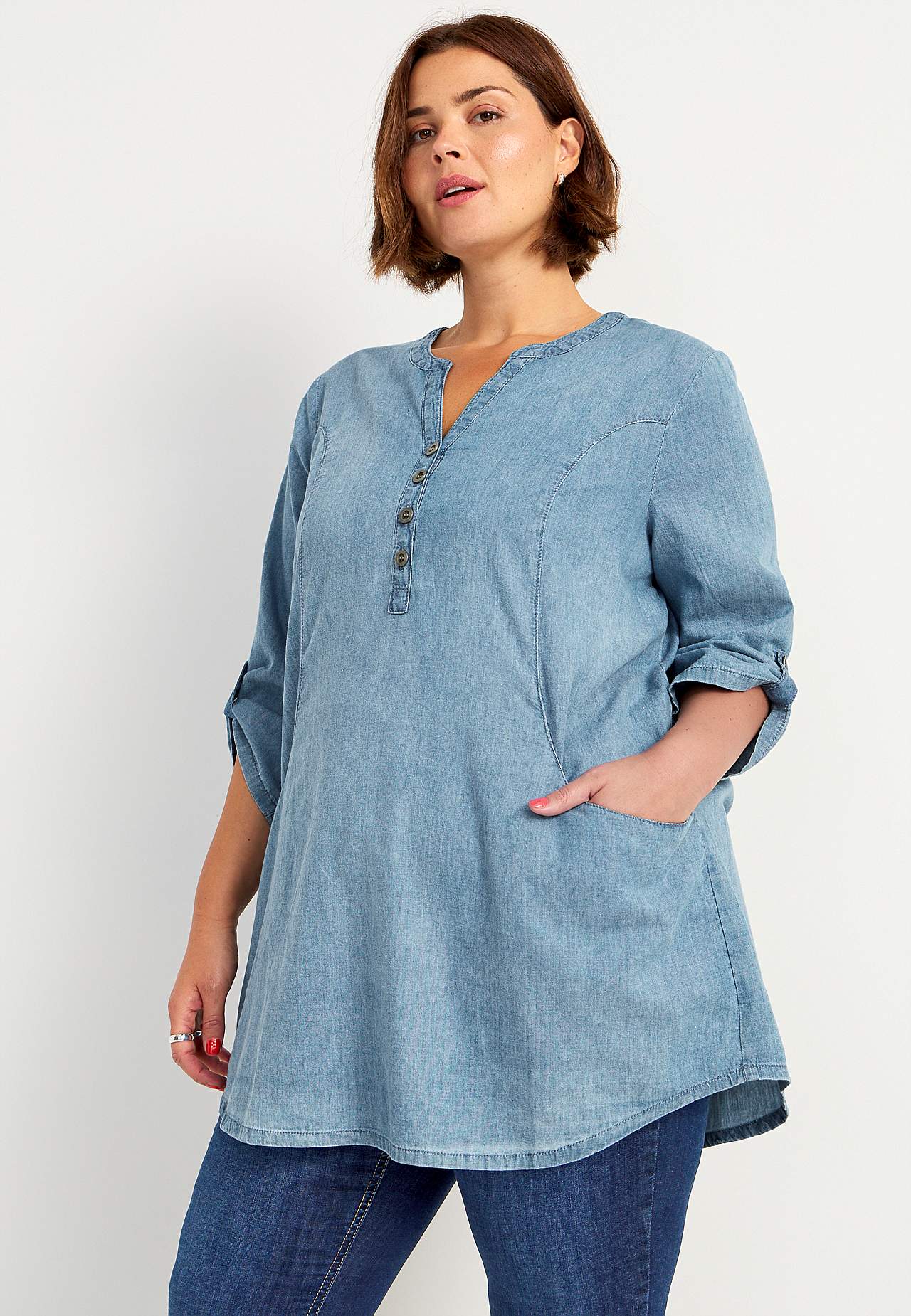 Denim-Tunika mit Taschen