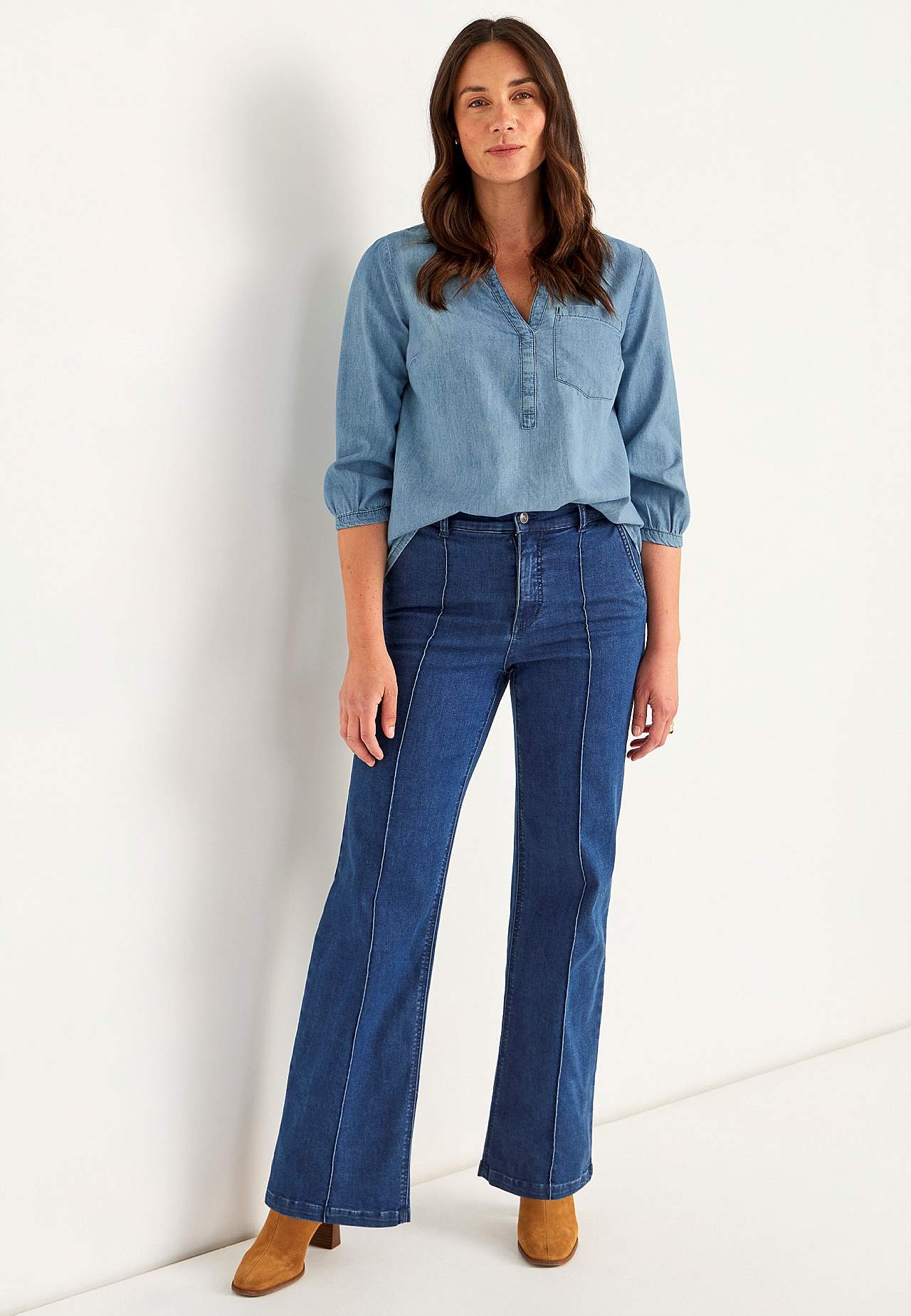 Jeansbluse mit Brusttasche