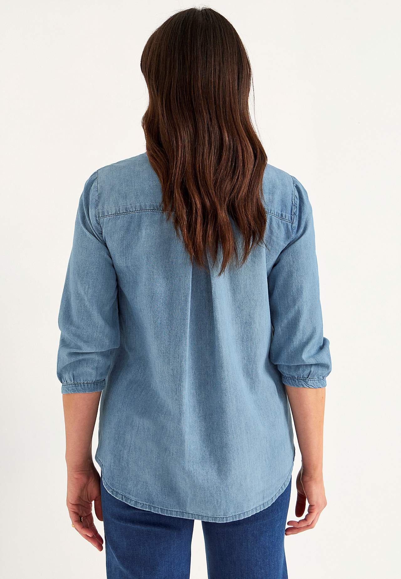 Jeansbluse mit Brusttasche