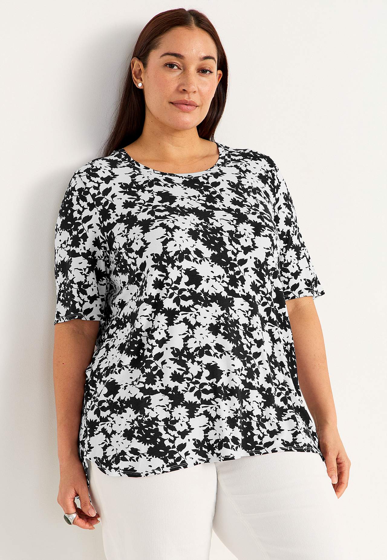 Jersey-Top mit kurzem Ärmel